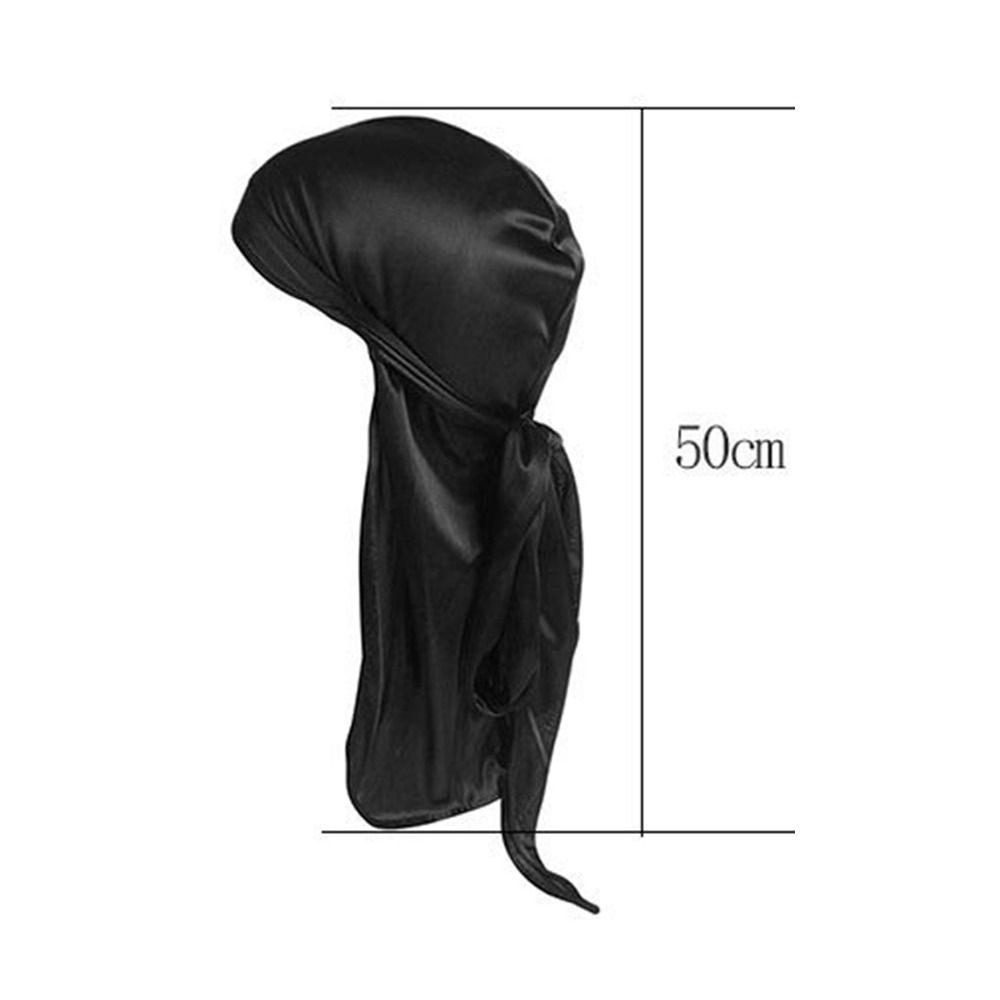 Men Women Fashion Pre-Tied Head Wrap Elastic Pirate Hat Bandana Silk Durag Turban Hijab BLACK