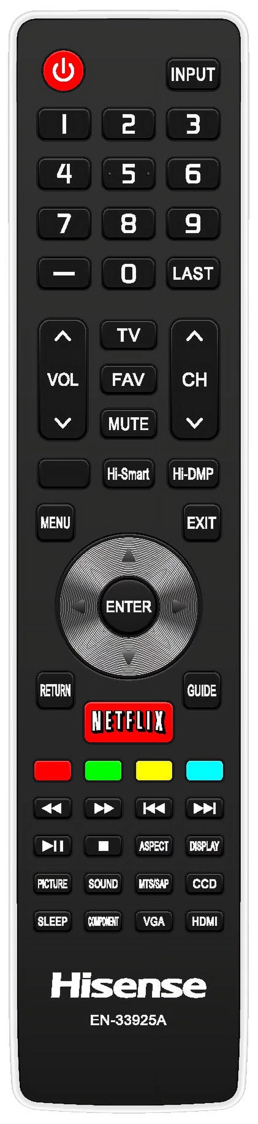 HISENSE EN33925A TV Remote Control for Hisense 55K23DGW 40K366WUS 46K360M 50K366W TV