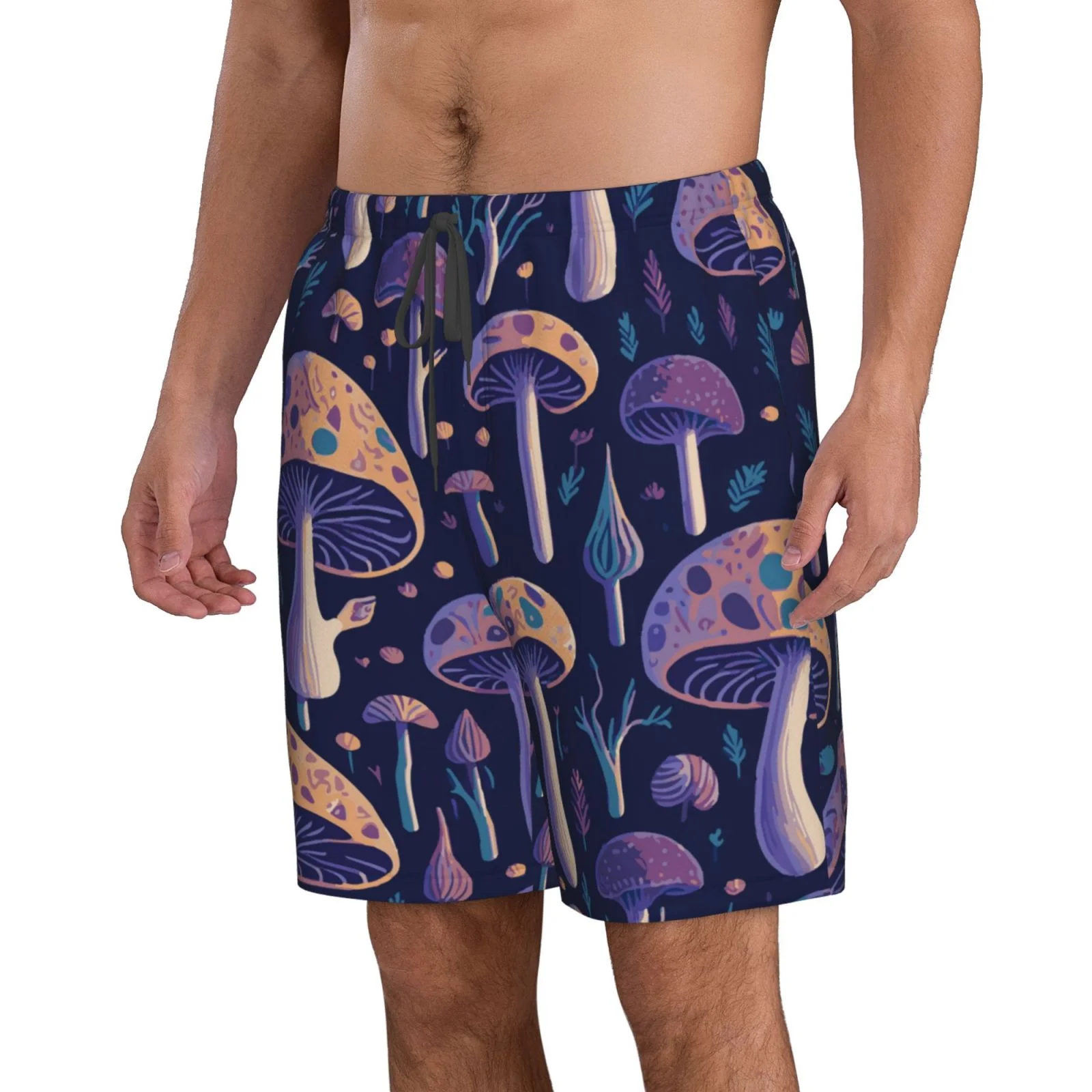 Lukts Floral Hippie Mushrooms Mens Swim Trunks Quick Dry Swim Shorts With Funny Beach Shorts