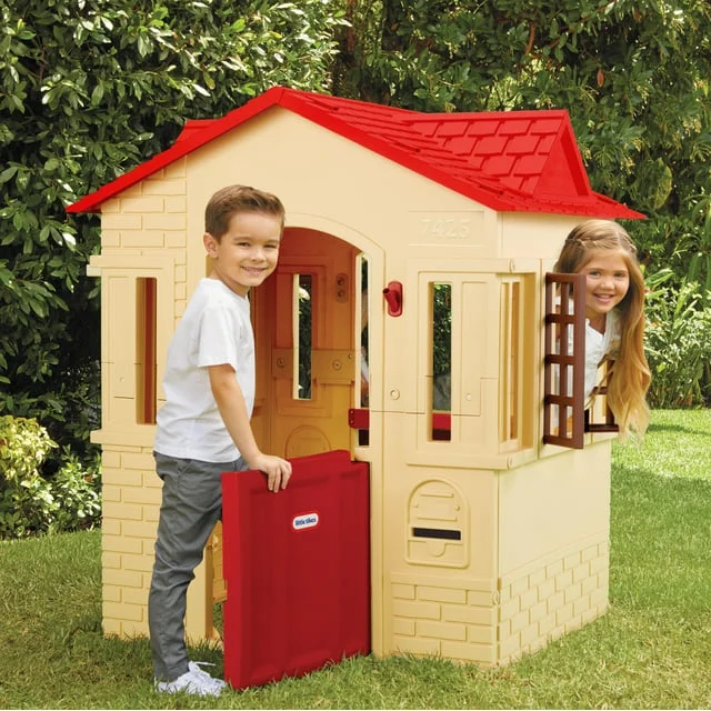 Little Tikes Cape Cottage House, Tan - Pretend Playhouse for Girls Boys Kids 2-8 Years Old