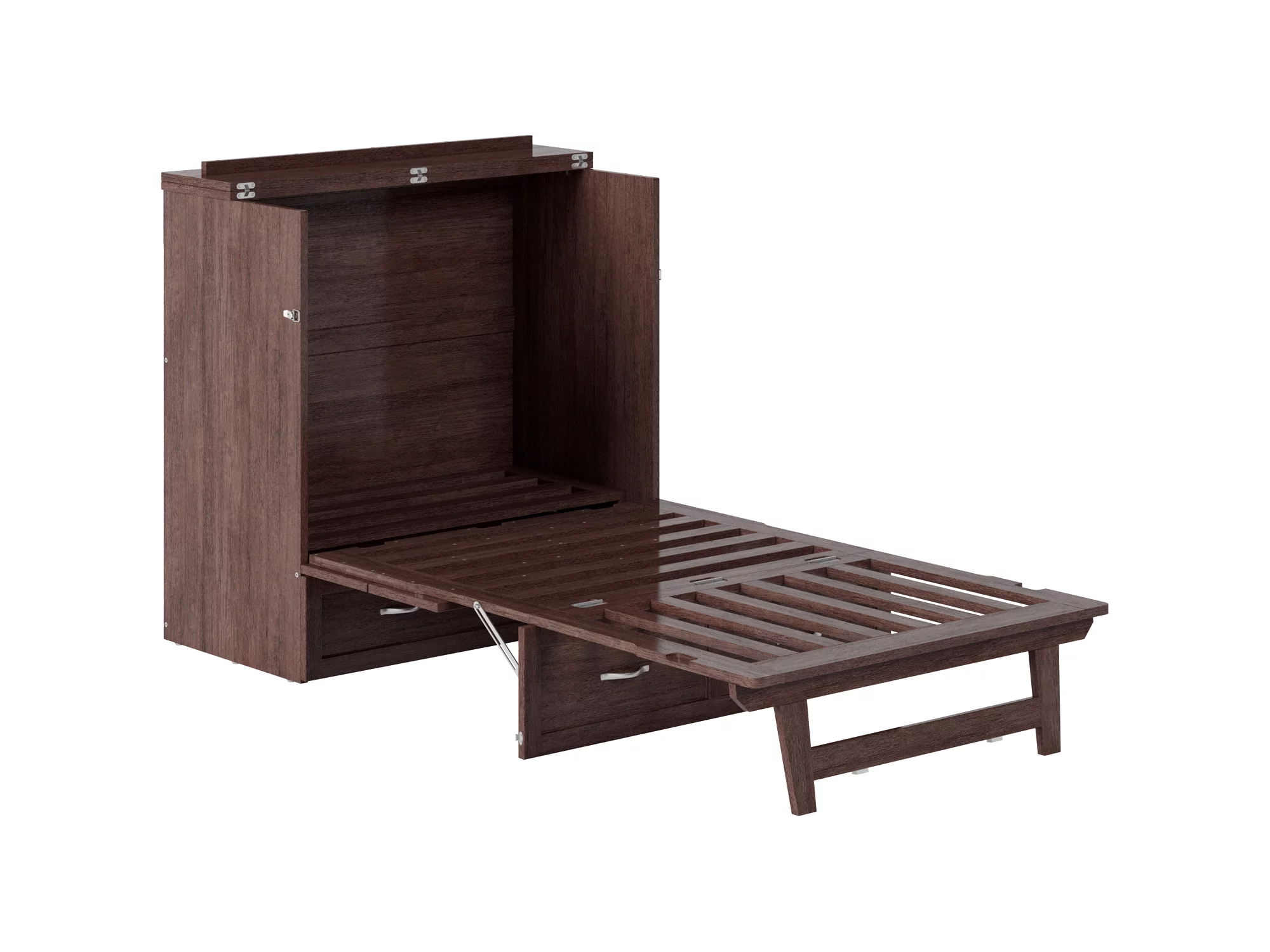 AFI Northfield Twin XL Wood Murphy Bed Chest with Mattress, Drawer & Charger, Burnt Amber