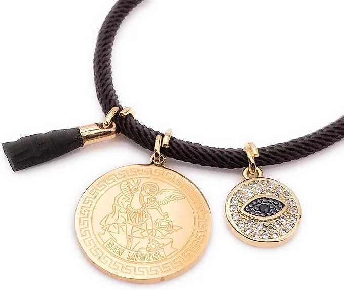 LESLIE BOULES Saint Michael Medal Bracelet for Women (Brown)