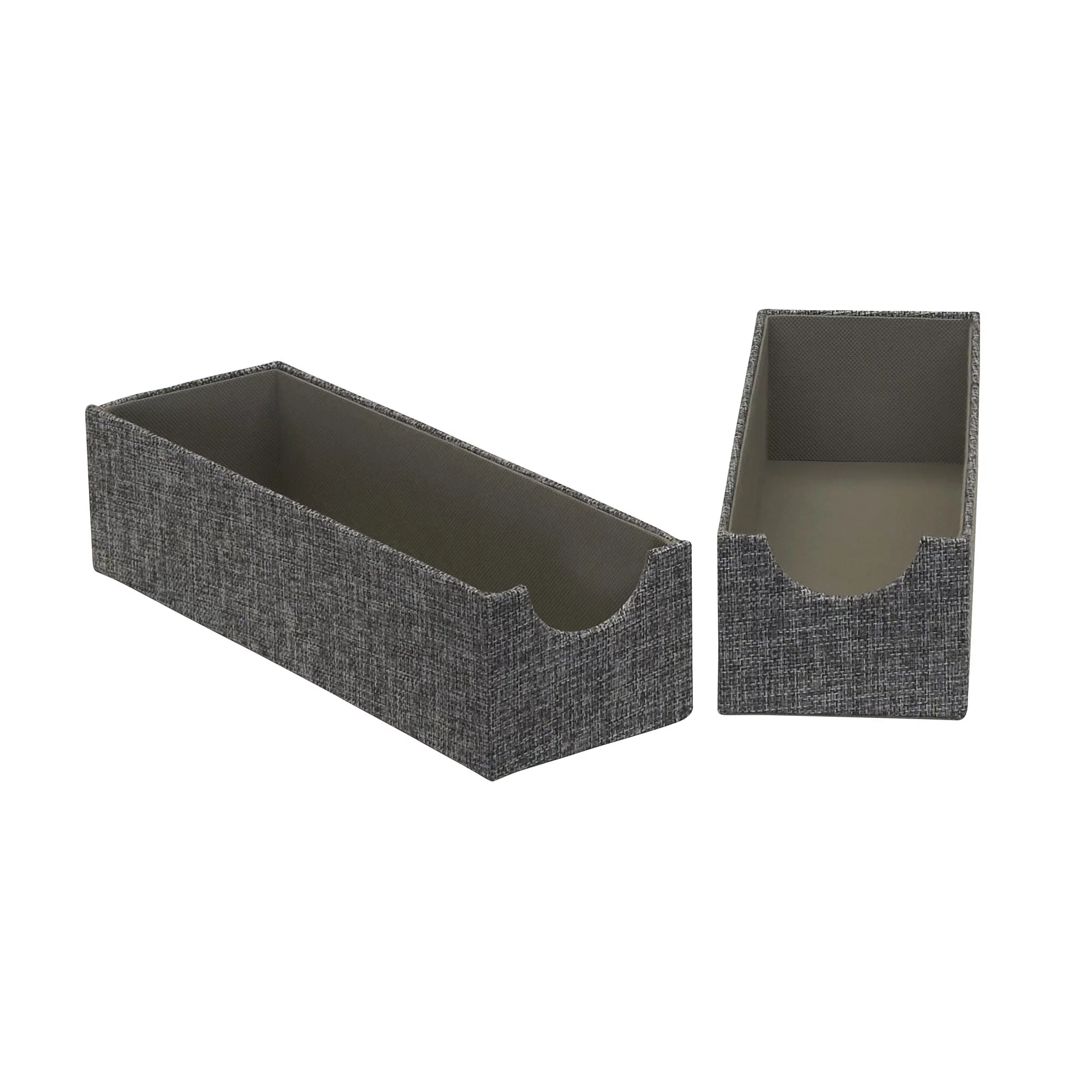 Household Essentials Narrow Drawer Organizer with Fabric Texture, Graphite, 2 Count