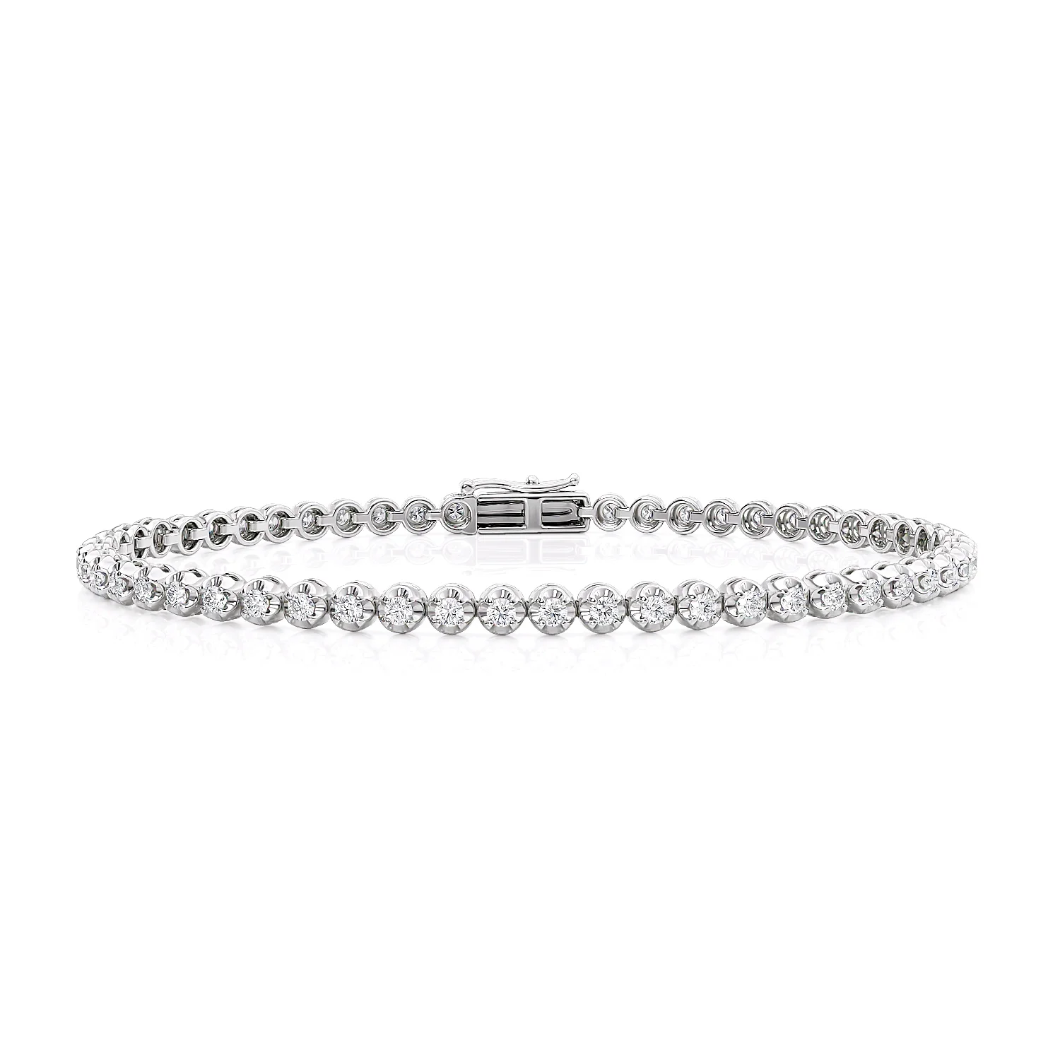 1 Carat Diamond Tennis Bracelet for Women in 10k White Gold with Secure Double Clasp Brilliant Cut by Beverly Hills Jewelers