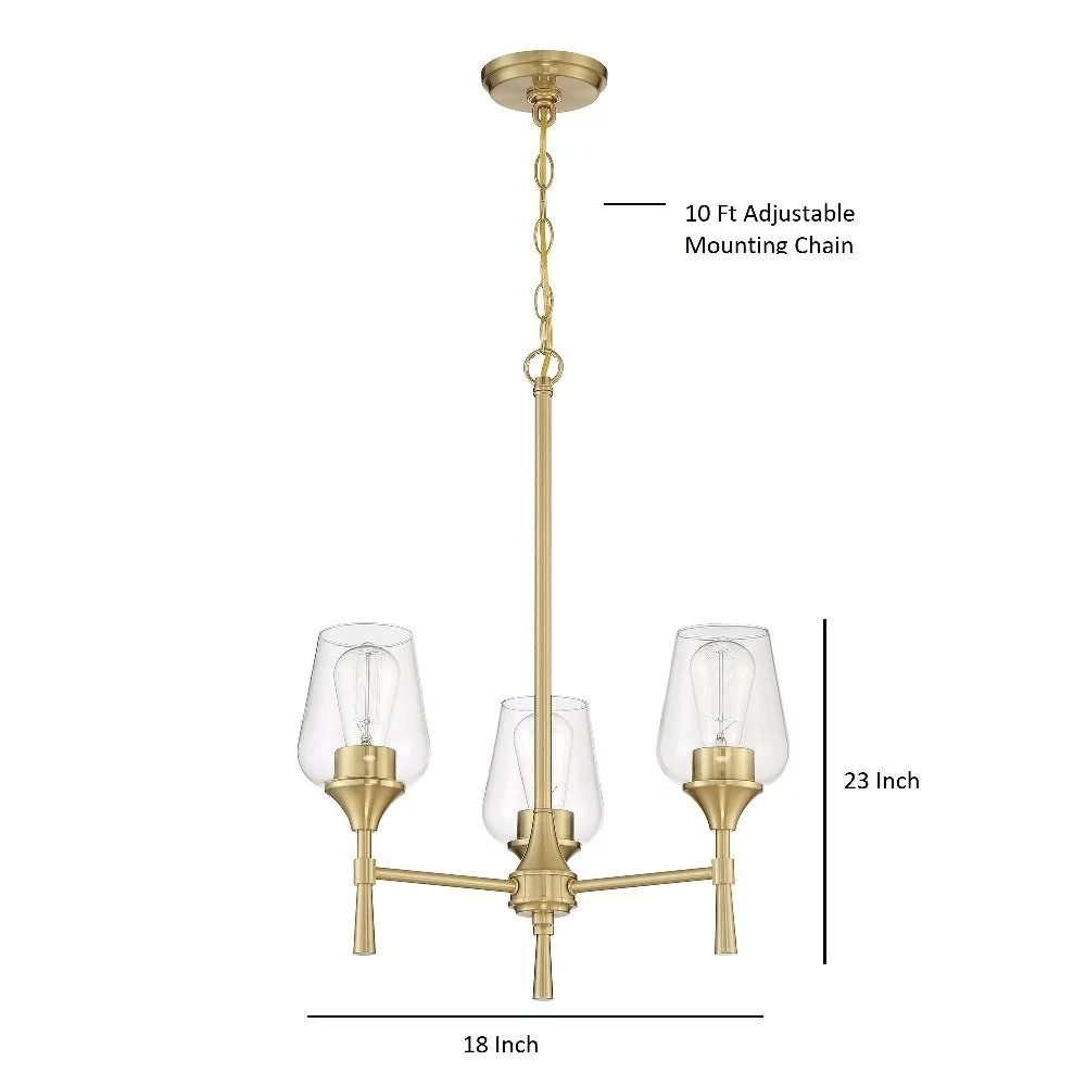 Sunset Lighting F27033-18 Stella Chandelier, Clear Glass Steel with Champagne Gold Finish