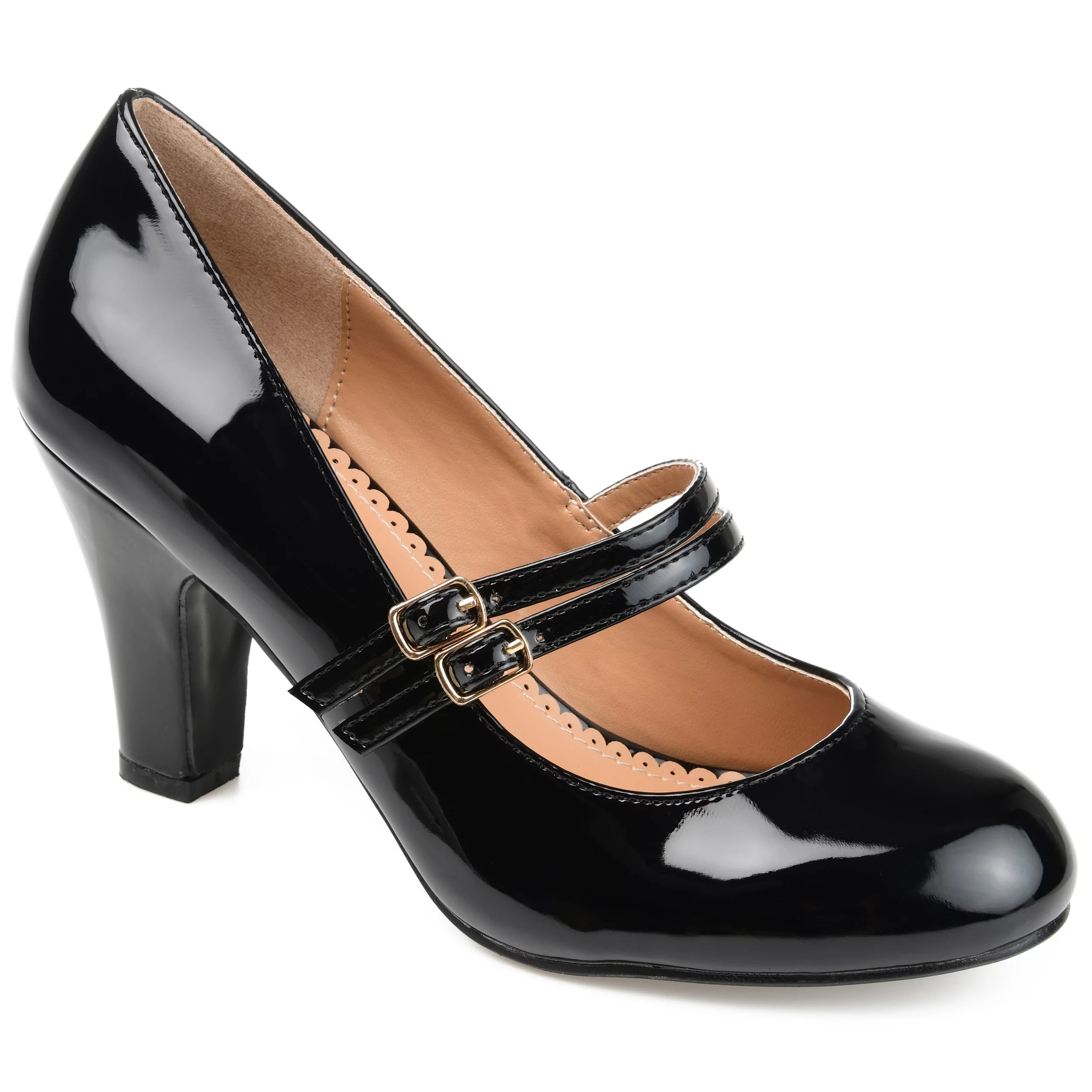 JOURNEE COLLECTION Womens Black Mary Jane Padded Wendy Round Toe Block Heel Buckle Pumps 8 M