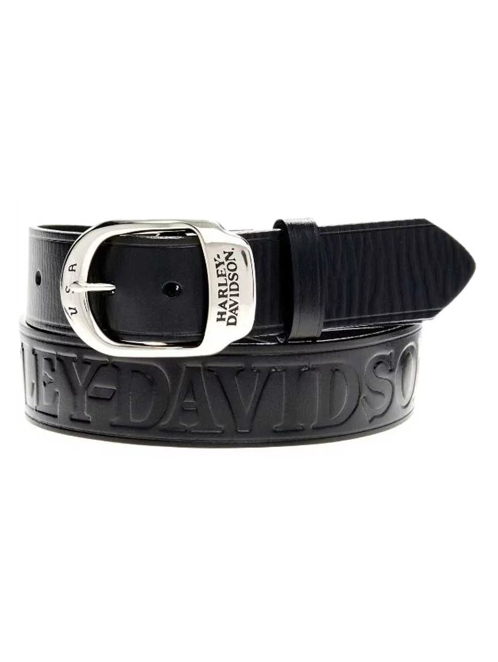 Harley-Davidson Men's Slide Over Belt, Black Leather Belt HDMBT10588 (46), Harley Davidson