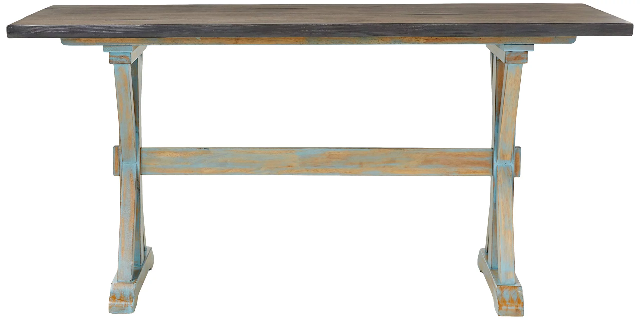 Kings Brand Arland Grey / Blue Wood Counter Height Rectangle Kitchen Dinette Dining Table