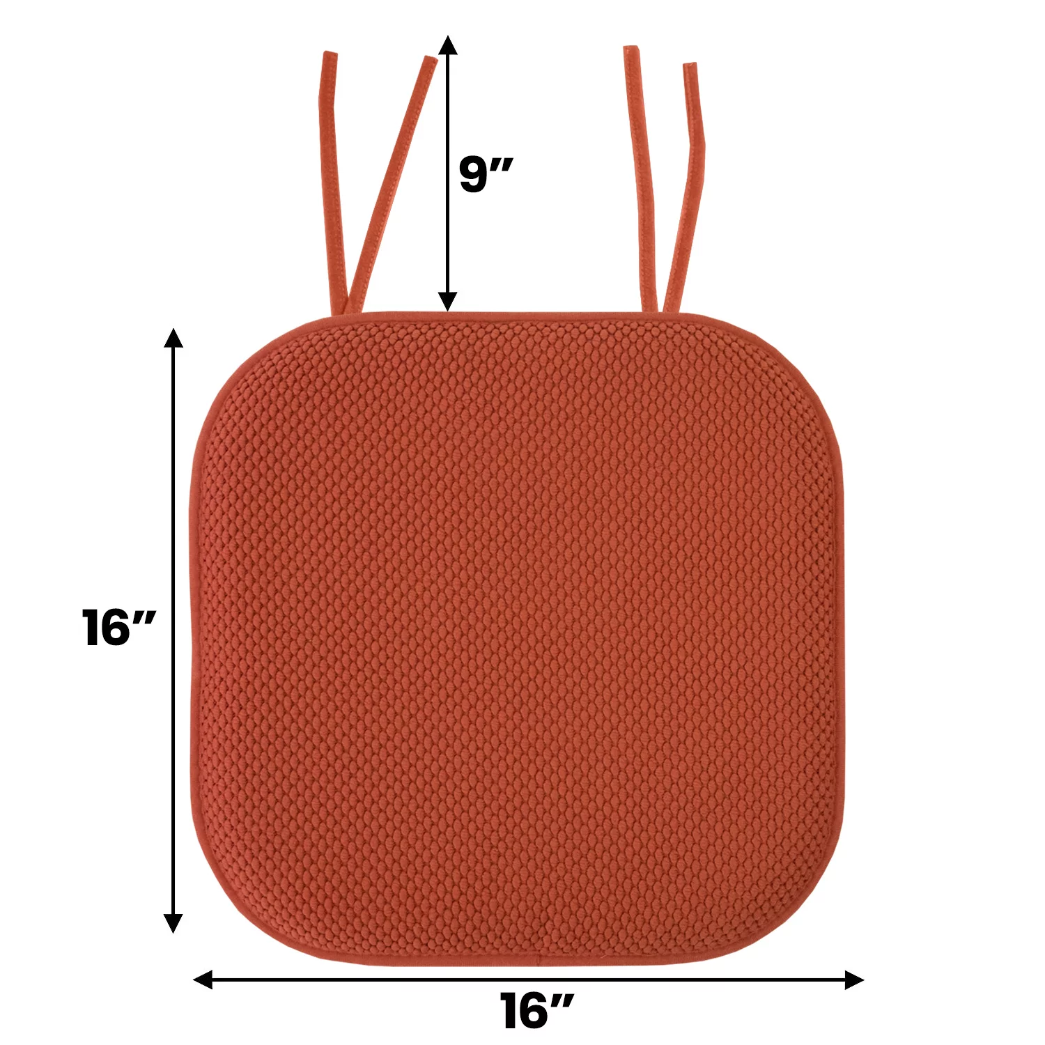 Memory Foam Honeycomb Non-Slip Back Chair Cushion Pad with Ties 4 Pack Rust