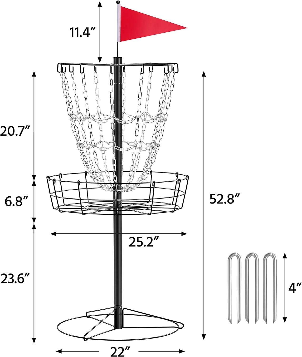 Portable Disc Basket Target Disc Sports 12-Chain Practice Discf Target Steel Hole Disc  Goals Catcher Indoor & Outdoor, Blue/Red/Orange/Black