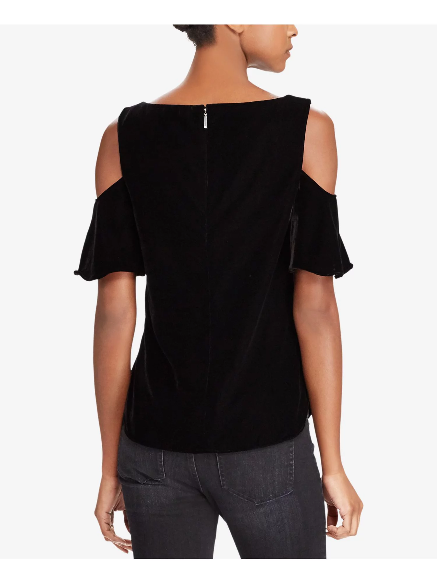 RALPH LAUREN $100 Womens New 1132 Black Textured Scoop Neck Top XL B+B