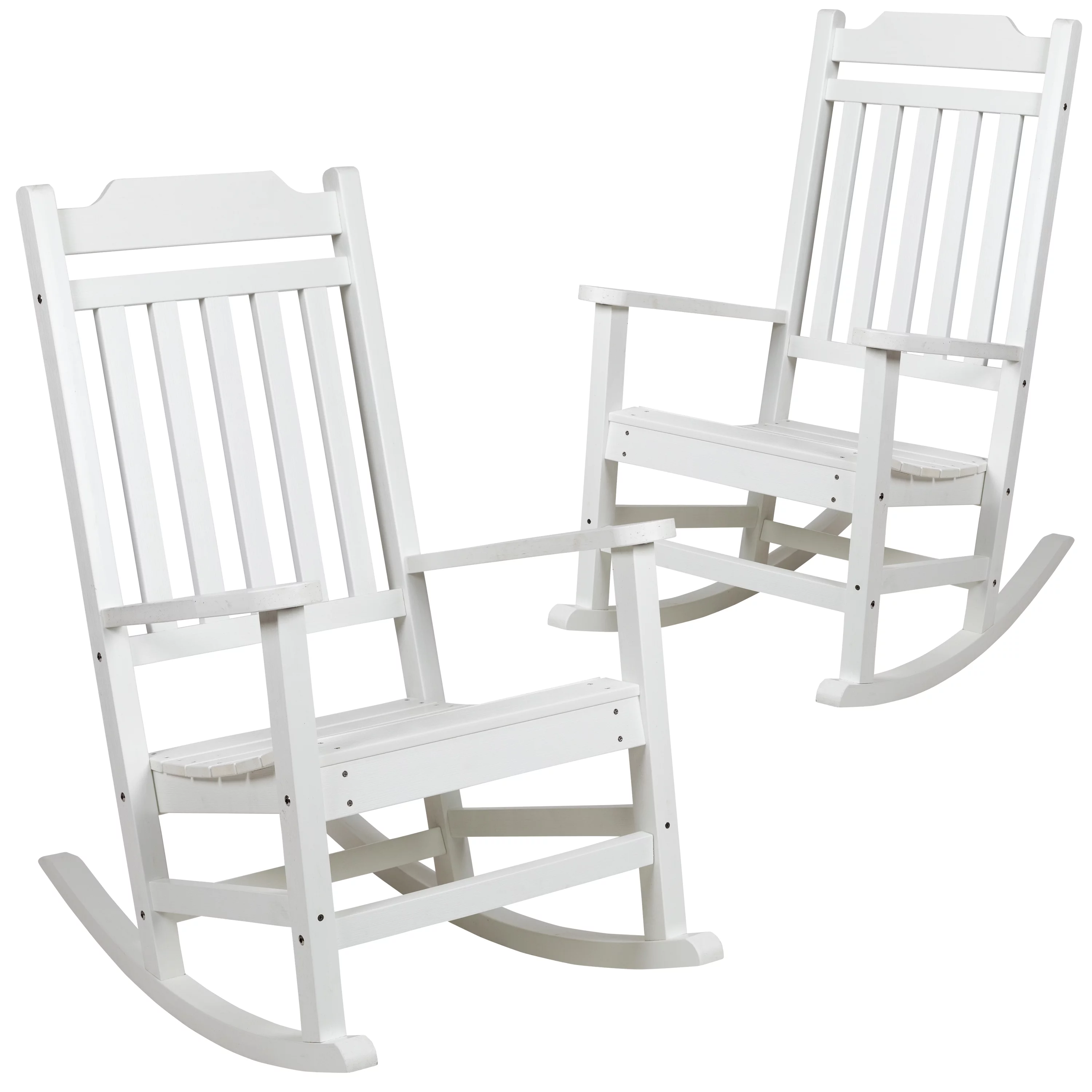 BizChair Set of 2 Winston All-Weather Rocking Chair in White Faux Wood