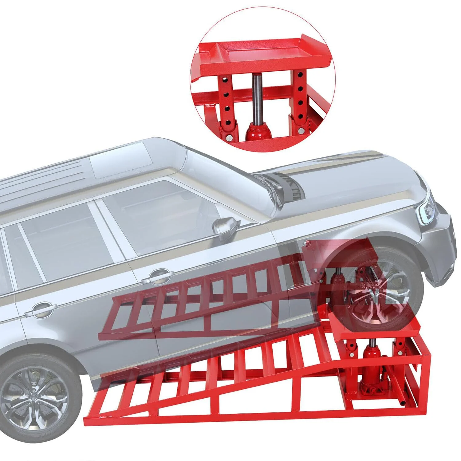 Auto Car Truck Service Ramps Lifts, Garage Car Lift Hydraulic Ramps 5T 11000lbs,Automotive Hydraulic Lift Repair Frame Lift(2 Pack) Red