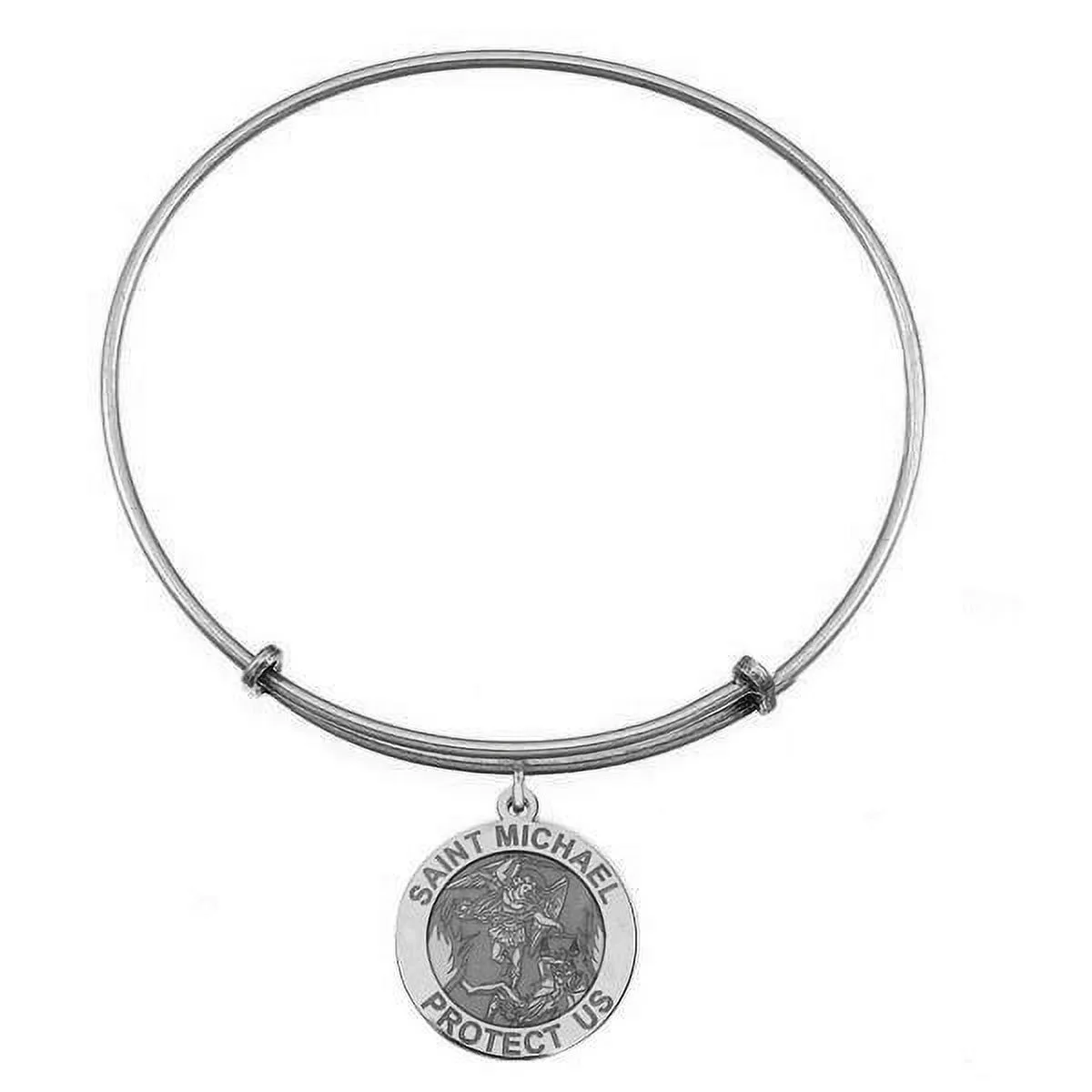 Expandable Bracelet W/ Saint Michael Charm - Gold Tone Expandable Bracelet