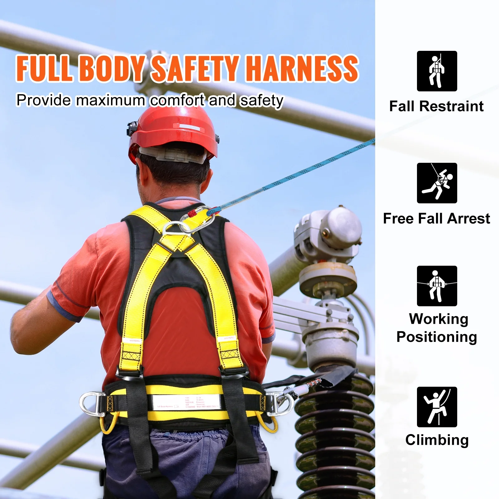 SKYSHALO 340 lb Safety Harness Universal Full Body Harness with Padding Detachable