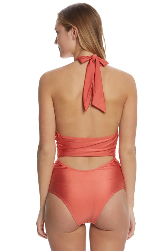 MINKPINK Women's Just Peachy One Piece Swimsuit, Peach, Large