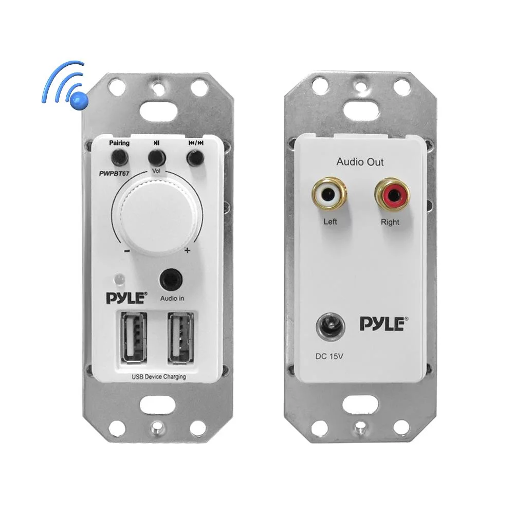 PYLE PWPBT67 - In-Wall Bluetooth Audio Receiver, Dual USB Device Charger & Aux Input for Sound Systems