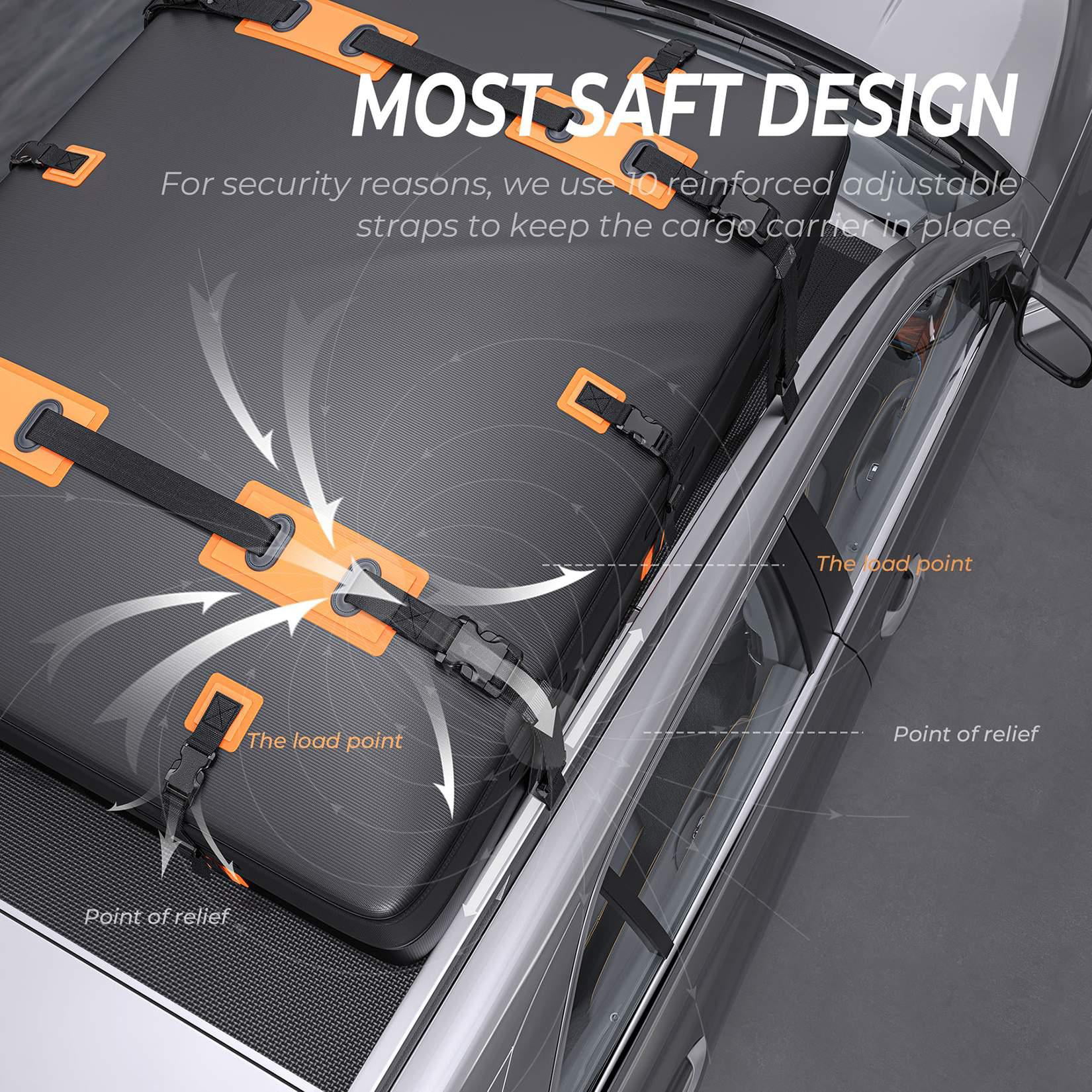 Adnoom Car Roof Bag 100% Waterproof Rooftop Cargo Carrier 21 Cubic feet Car Luggage Storage Bag Anti-Slip Mat Fits All Vehicle with/Without Rack