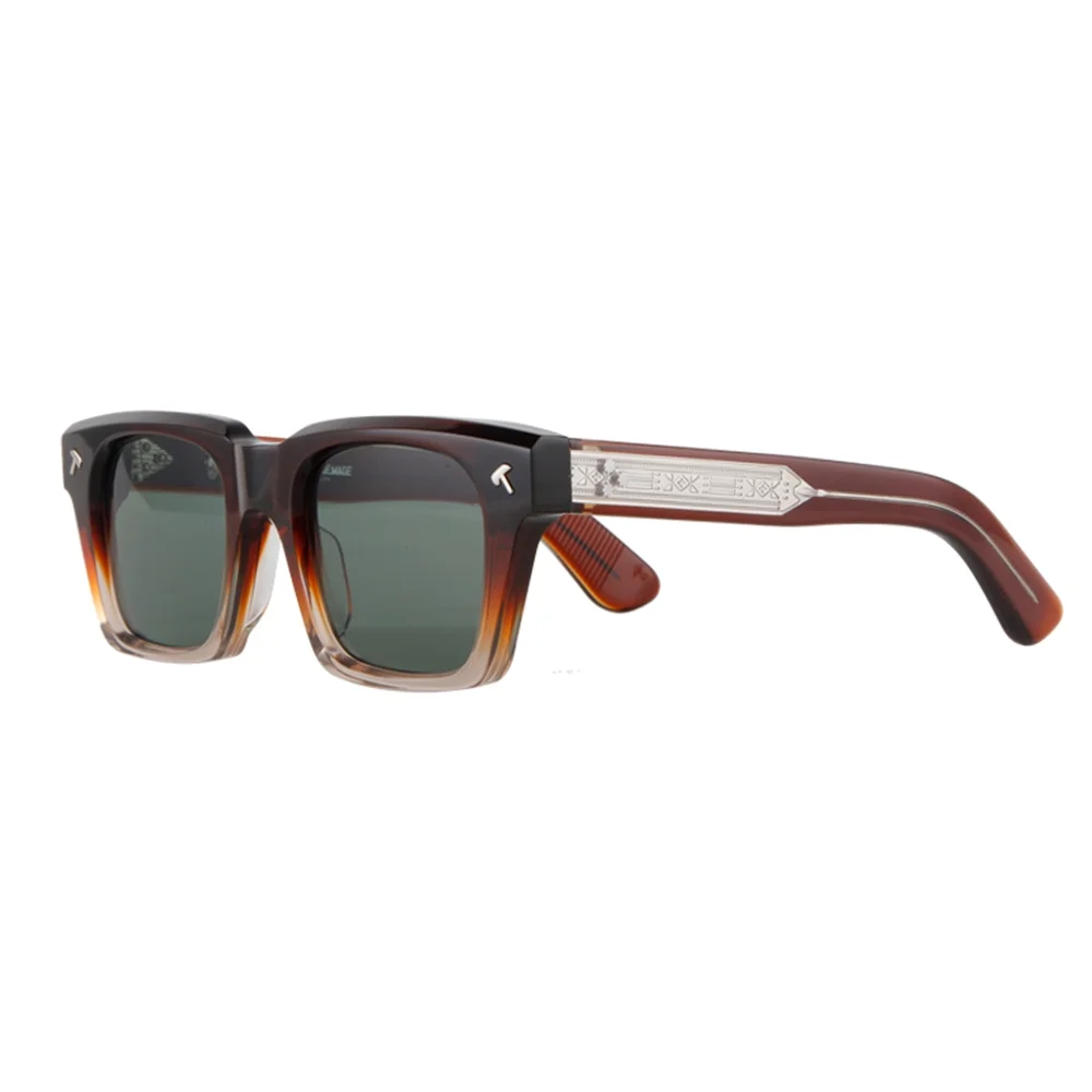 JMM Limited Edition Men's Quentin Square Frame Acetate Sunglasses - Brown