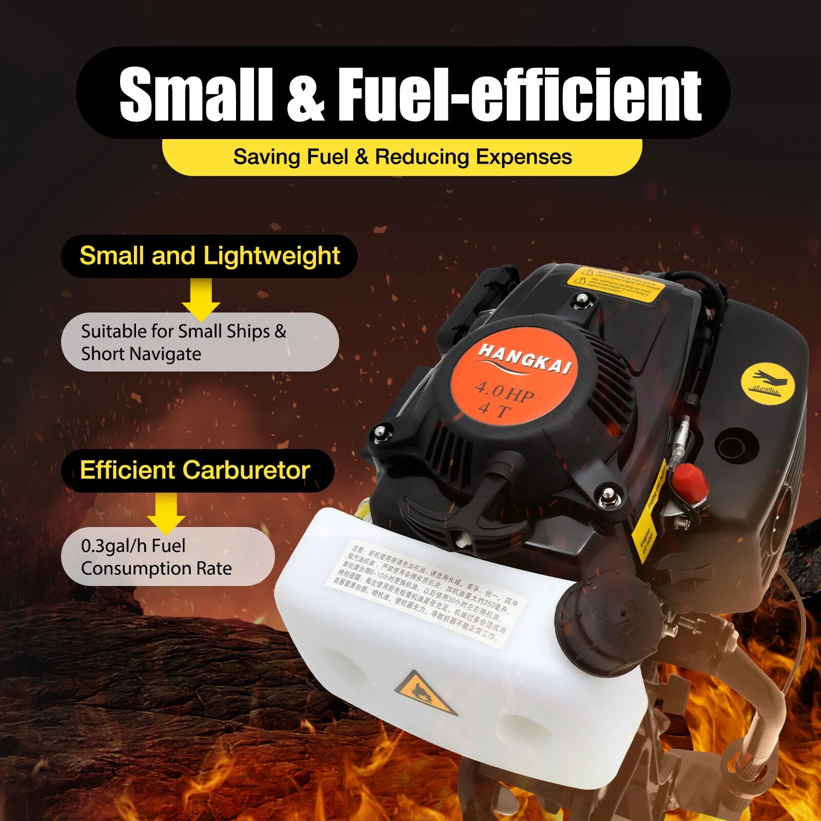 4HP 4 Stroke Outboard Motor Fishing Boat Engine with Air Cooling System CDI