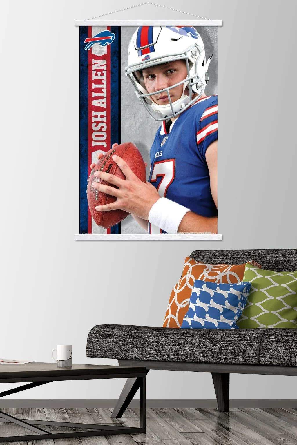 NFL Buffalo Bills - Josh Allen 18 Wall Poster with Wooden Magnetic Frame, 22.375