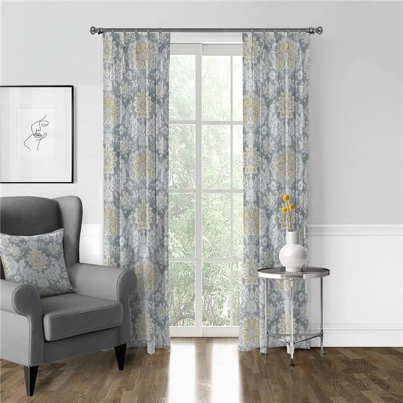 6ix Tailors 50 x 96 in. Osha Pole Top Drapery Panel Pair, Barley & Gray