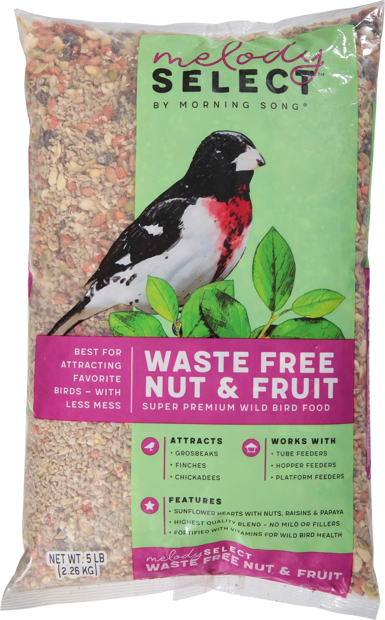 Morning Song 14055 5 lbs Melody Select Series Waste Free Nut & Fruit Bird Food