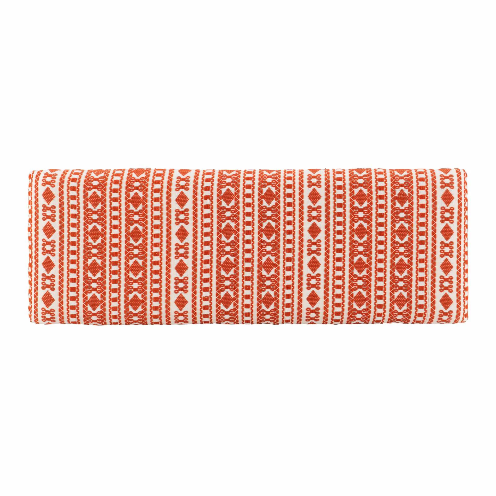 Powell Brooke Bench - Black Hairpin Legs with Terra Cotta and Natural Stripe Fabric