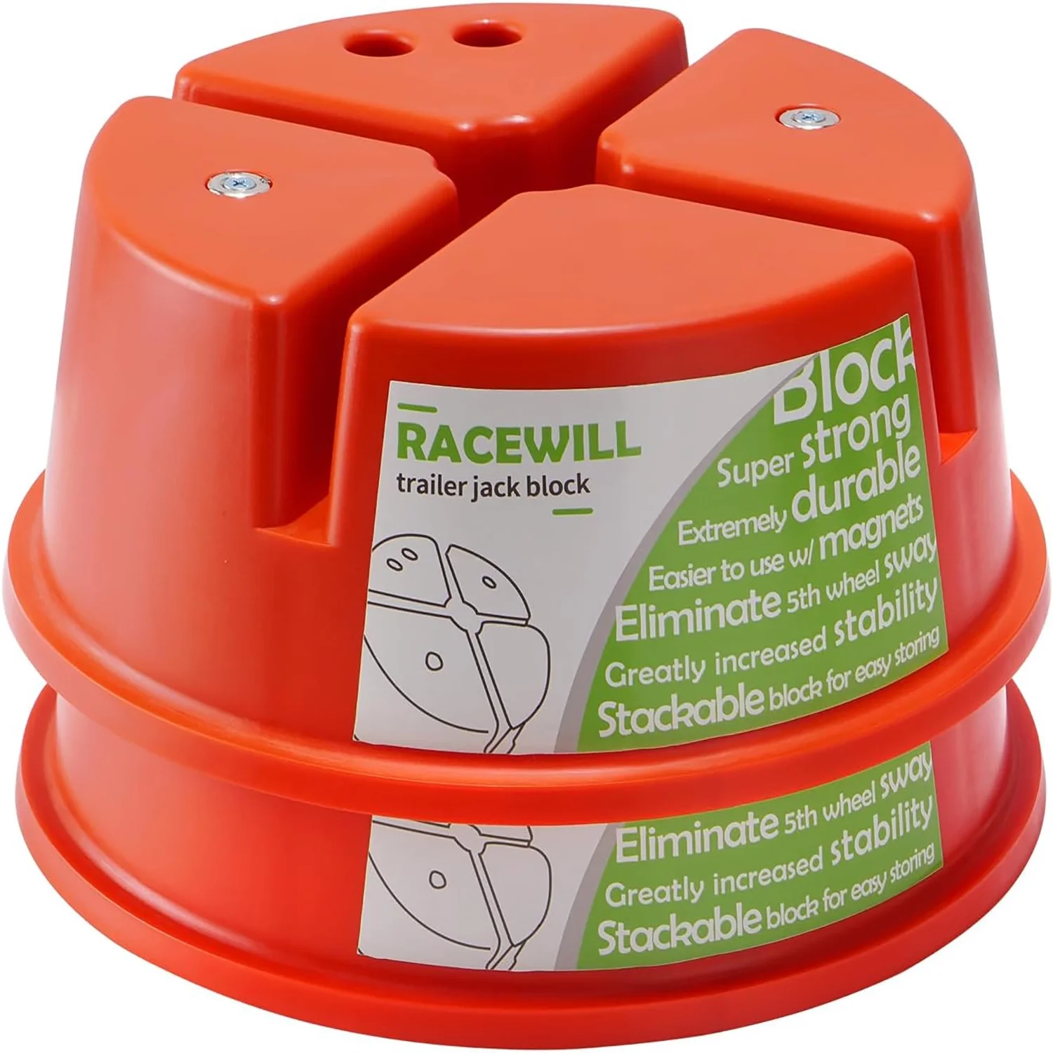 2 Pack Trailer Jack Blocks, RV Camper Stabilizer Blocks Round with Magnets for Travel Trailer or Fifth Wheel Leveling Stabilizers Jack Stands