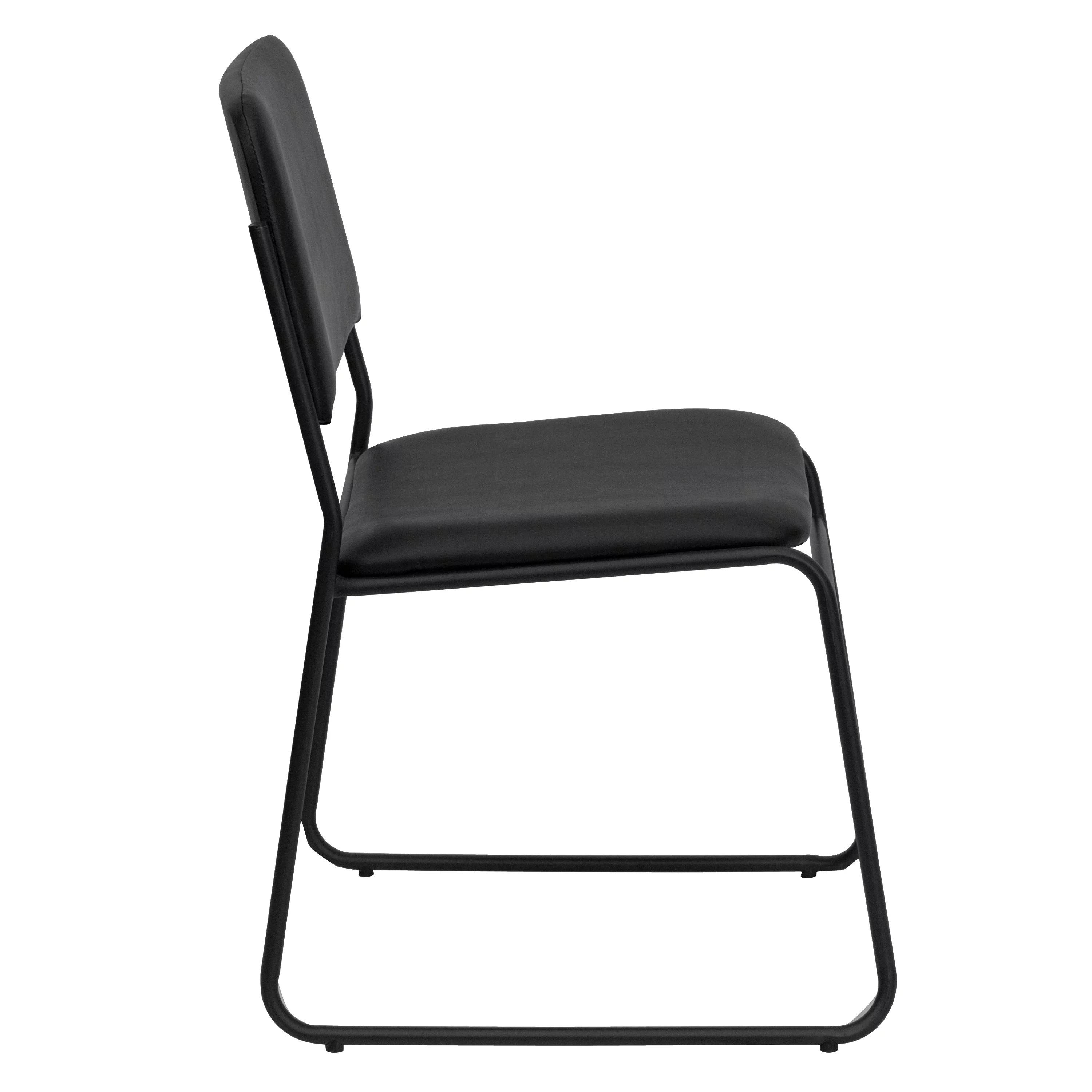Emma + Oliver 500 lb. Capacity High Density Black Vinyl Stacking Chair