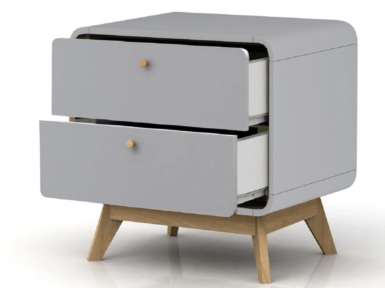 Ren Home Leva Scandinavian 2 Drawer Nightstand, Gray