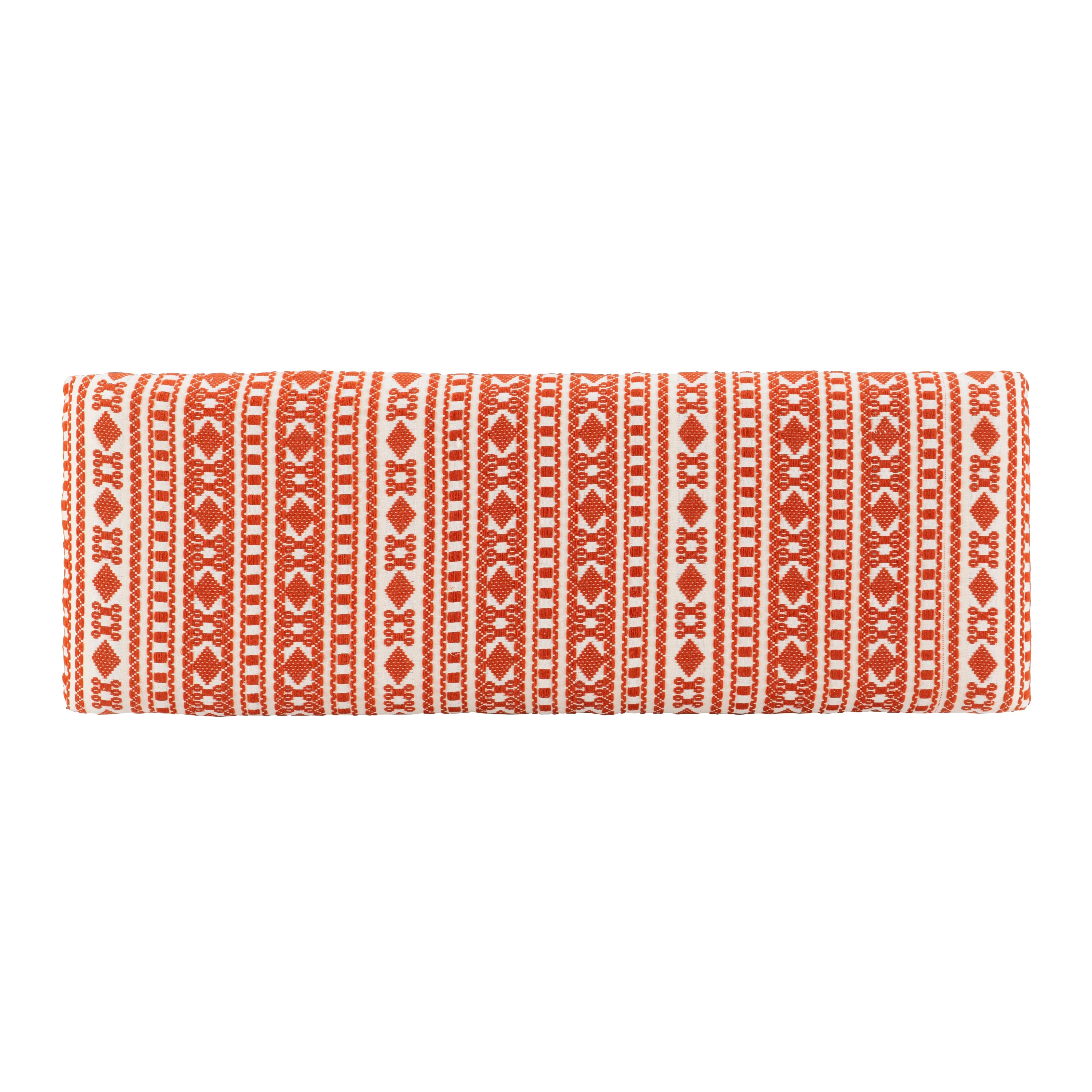 Newley Upholstered Bench, Black Hairpin Legs with Terra Cotta and Natural Stripe Fabric