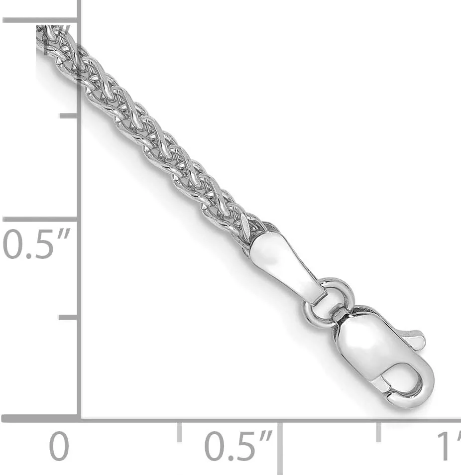 Solid 14K White Gold 2.3mm Diamond-cut Spiga with Lobster Lock Bracelet - 7