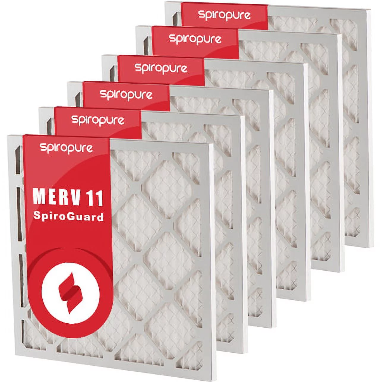 SpiroPure 13x21.5x1 MERV 11 Pleated Filter Air Filters - Made in USA (6 Pack)