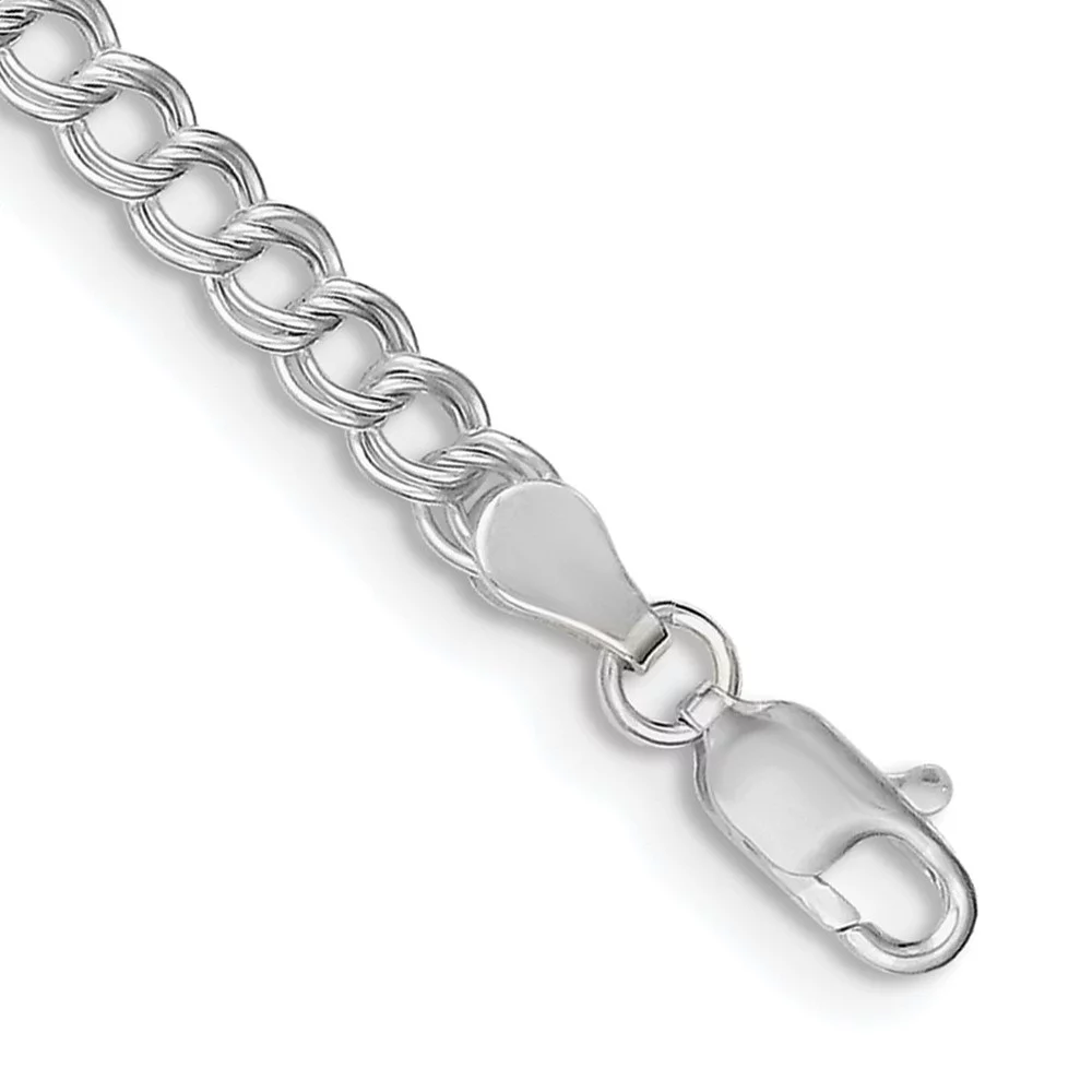 Auriga Fine Jewelry 925 Sterling Silver 4.25mm Double Link Charm Bracelet 6 inch for Women