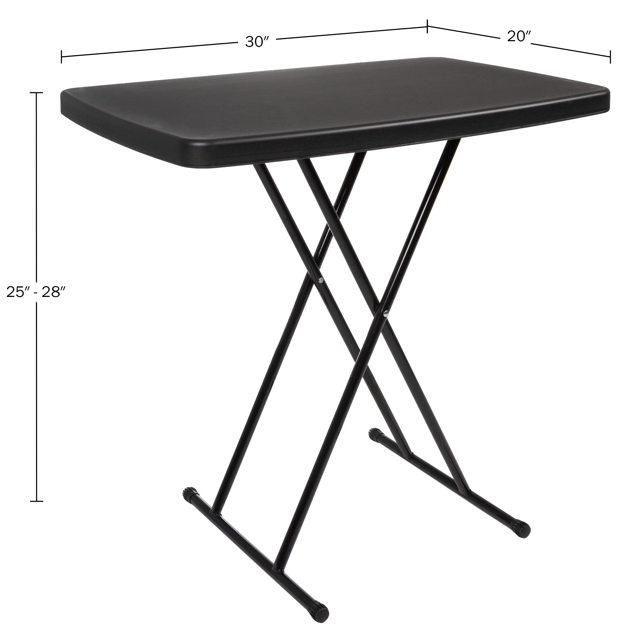 Everyday Home Adjustable Folding Table for Camping, Cards and Crafts, Black