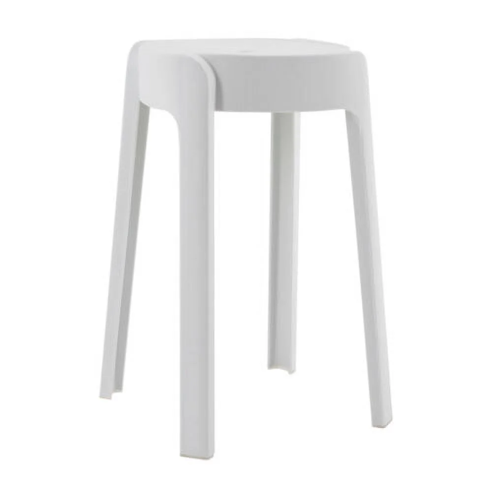 5Pcs Plastic Stools 18'' Height Indoor OutdoorKitchen Bar Chairs Stackable White