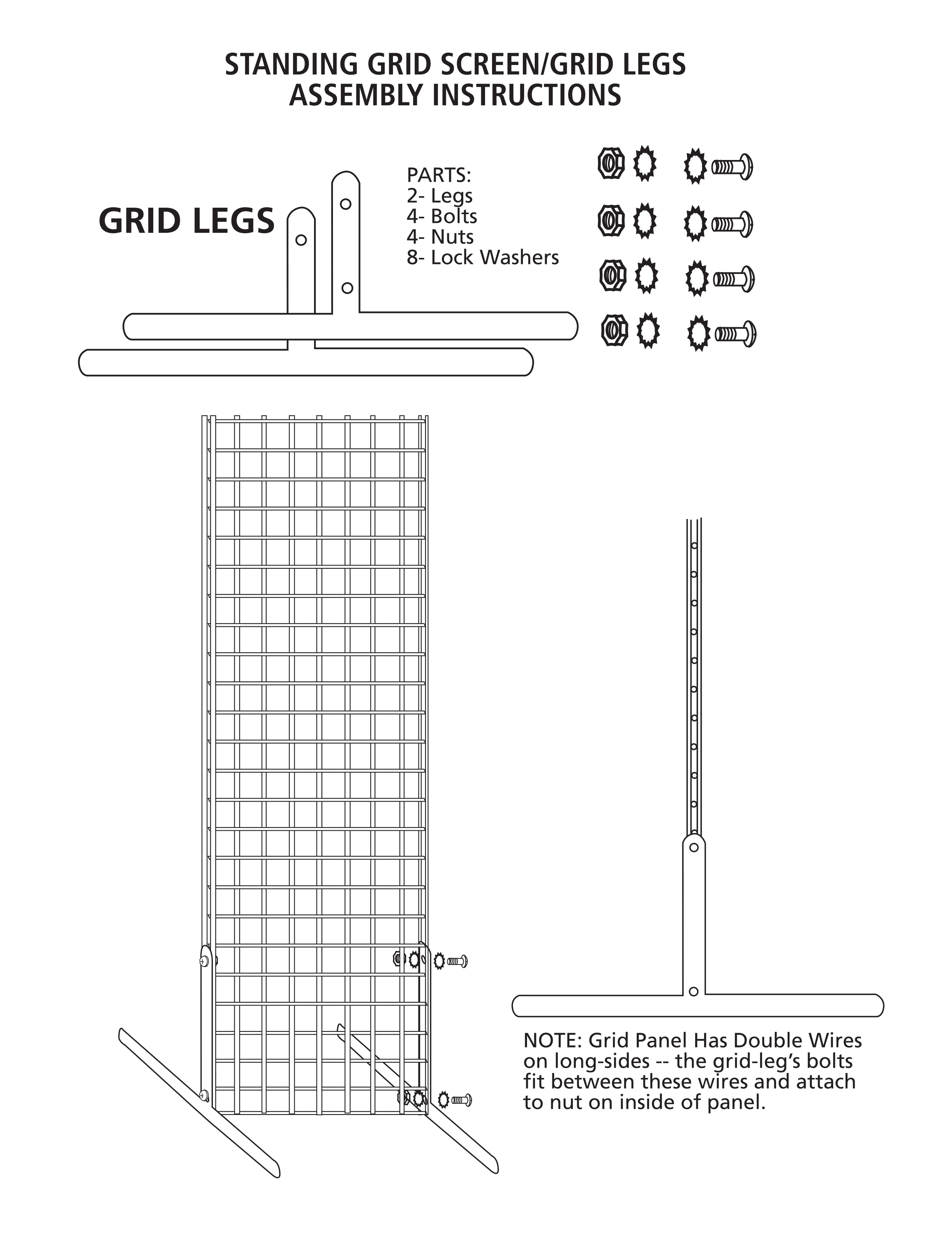 SSWBasics 2 ft x 6 ft White Standing Grid Screen - Includes Panel and 2 Grid Legs