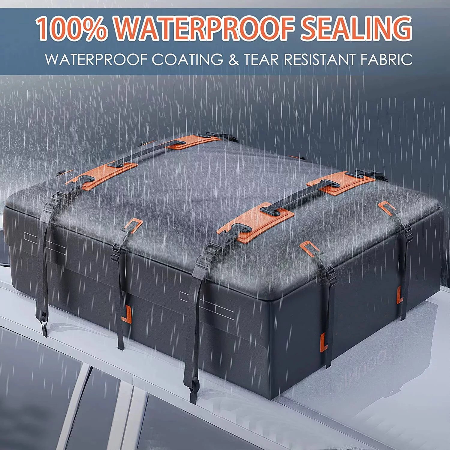 Adnoom Car Roof Bag 100% Waterproof Rooftop Cargo Carrier 21 Cubic feet Car Luggage Storage Bag Anti-Slip Mat Fits All Vehicle with/Without Rack