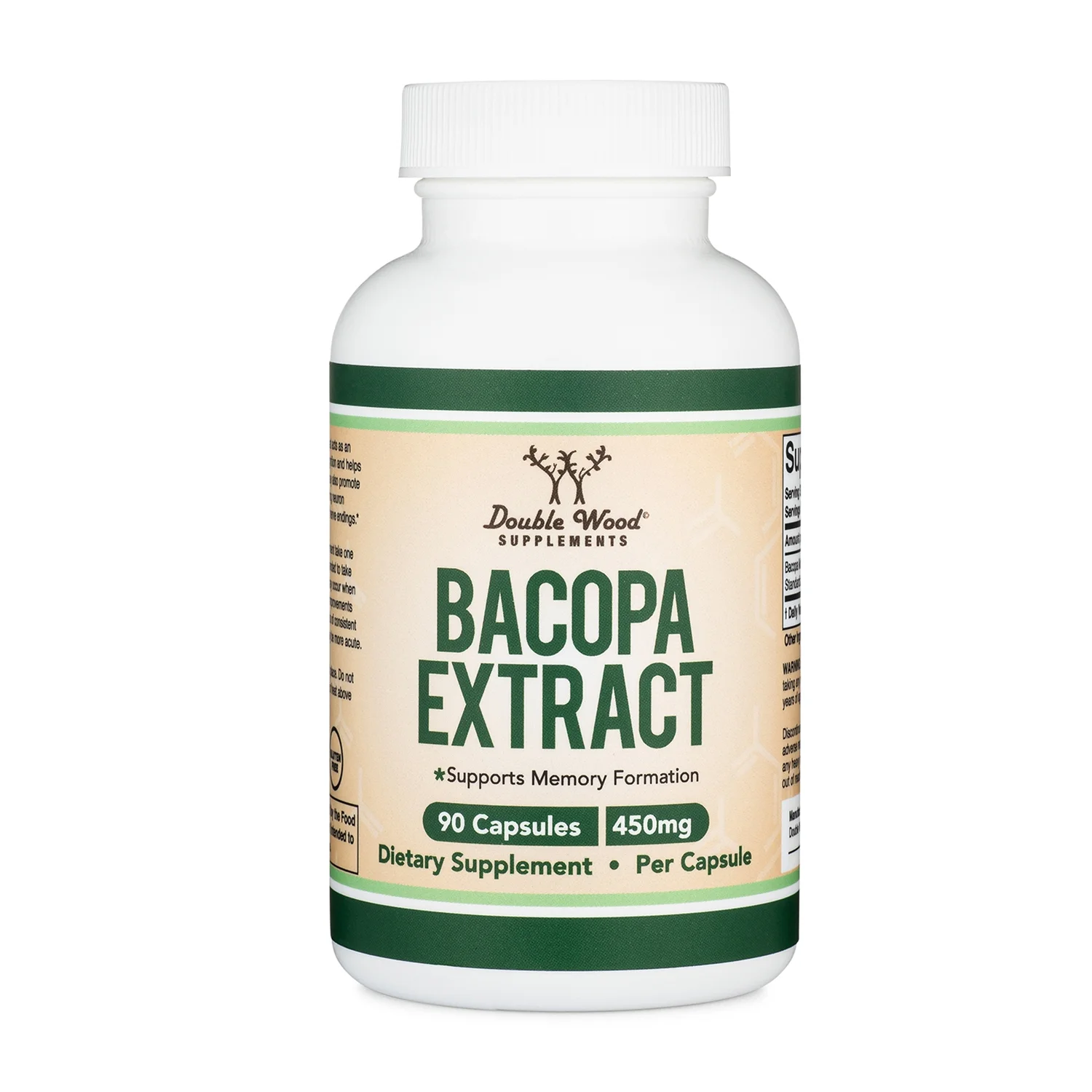 Bacopa Extract 450mg, 90 Count (Made in USA) Non-GMO, Gluten Free, Concentrated 20% Bacosides Extract