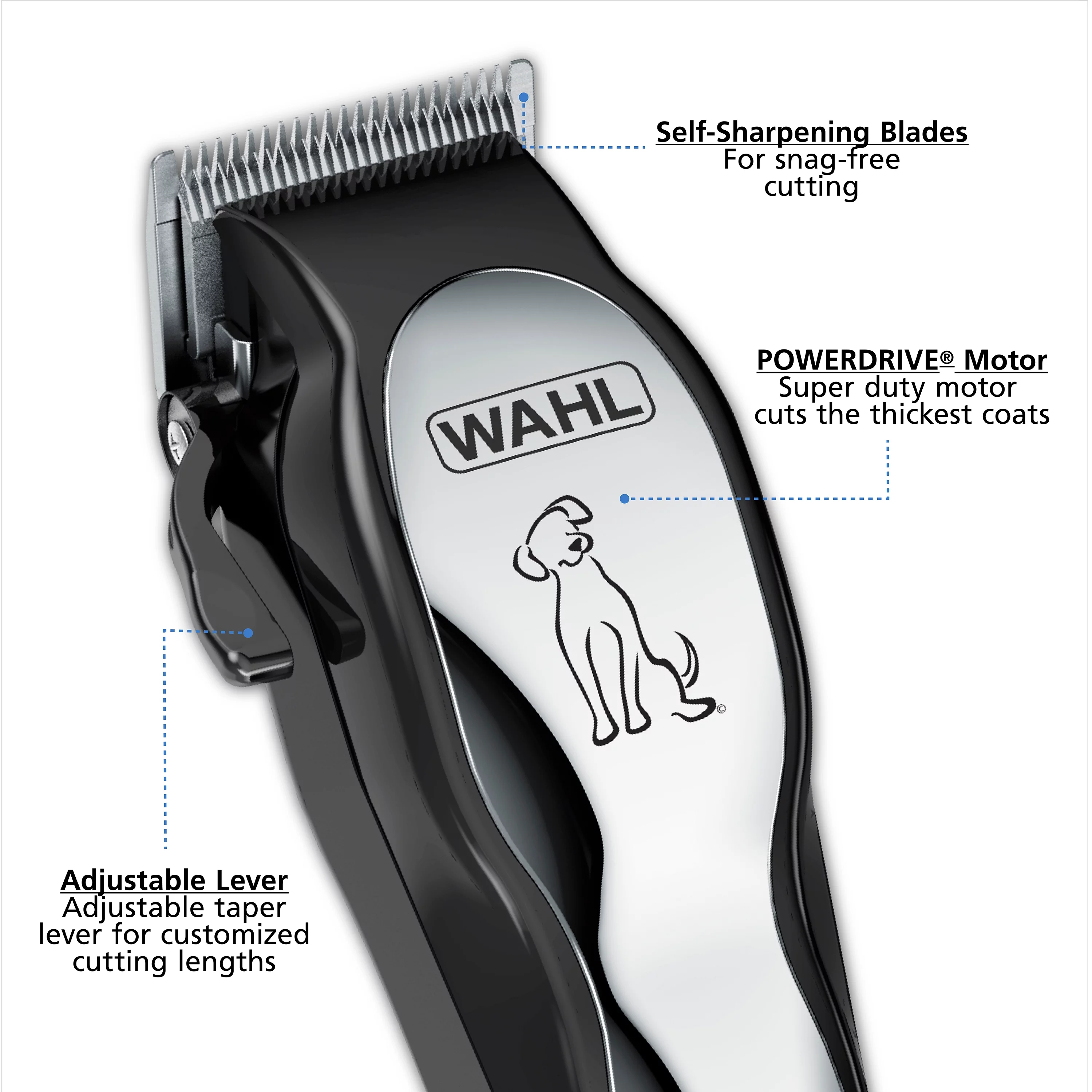 Wahl Pet-Pro, Complete Dog Hair Cutting Clipper Kit Model 9281-210, Silver/Black