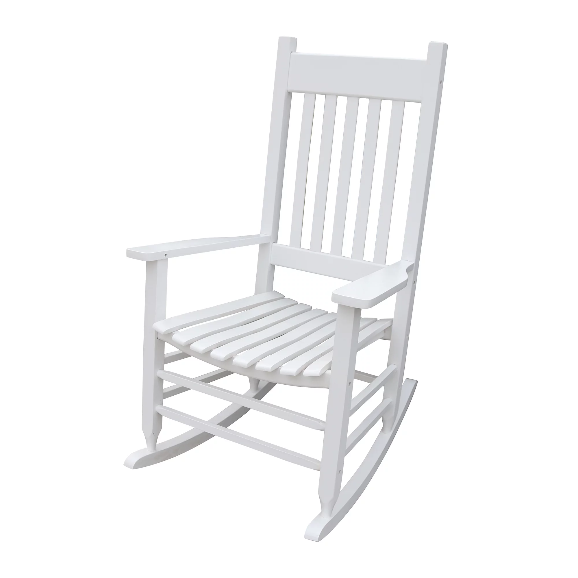 Nine Bull Wooden Porch Rocker Chair, Rocking Lounge Chair for Patio Balcony Yard, White