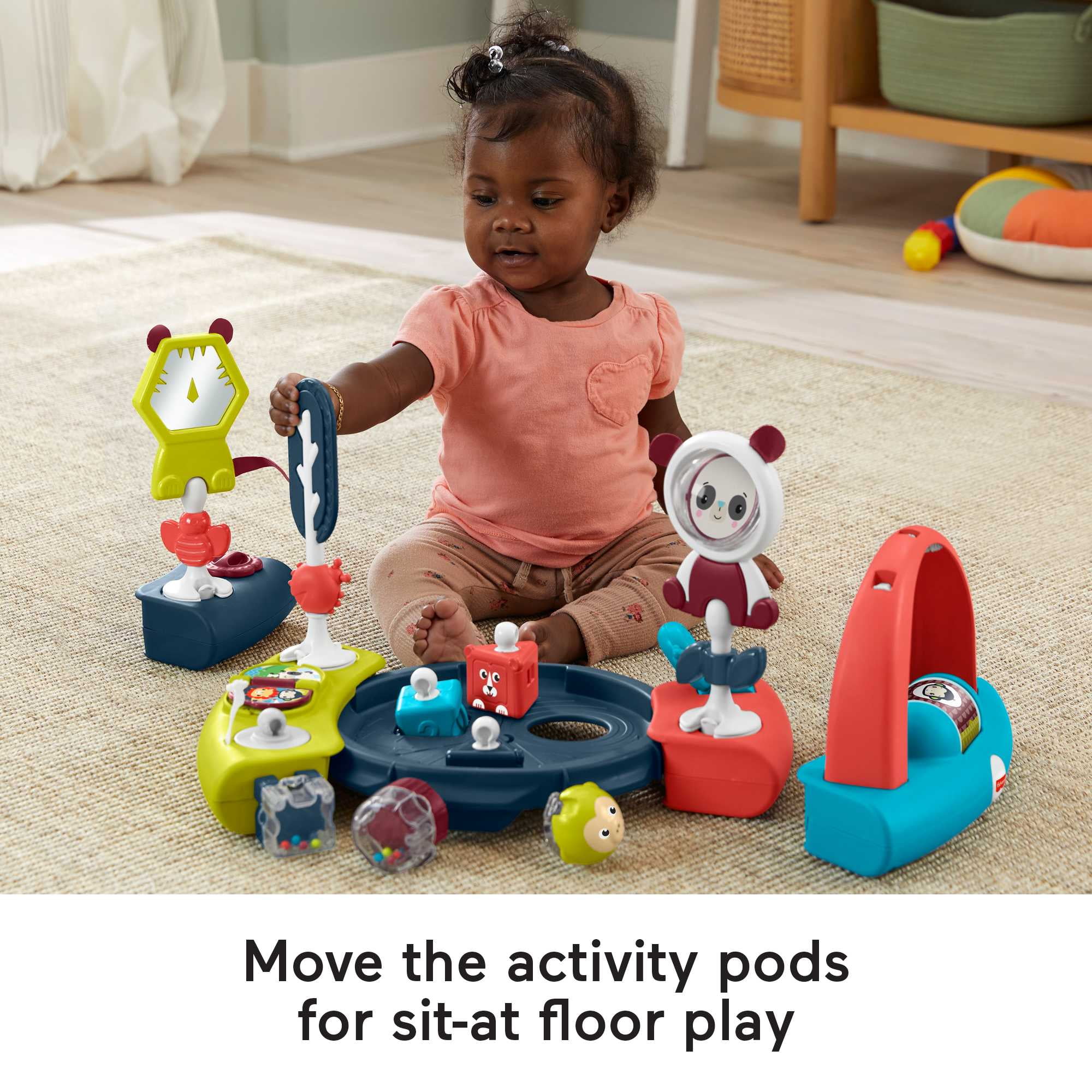 Fisher-Price 3-in-1 Spin & Sort Infant Activity Center and Toddler Play Table, Navy Dashes- Unisex