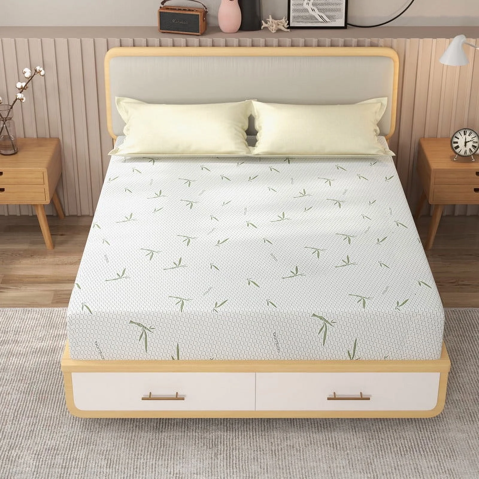 Full Mattress,8 inch Green Tea Medium Gel Memory Foam Mattress with Bamboo Knit Cover, Made in USA