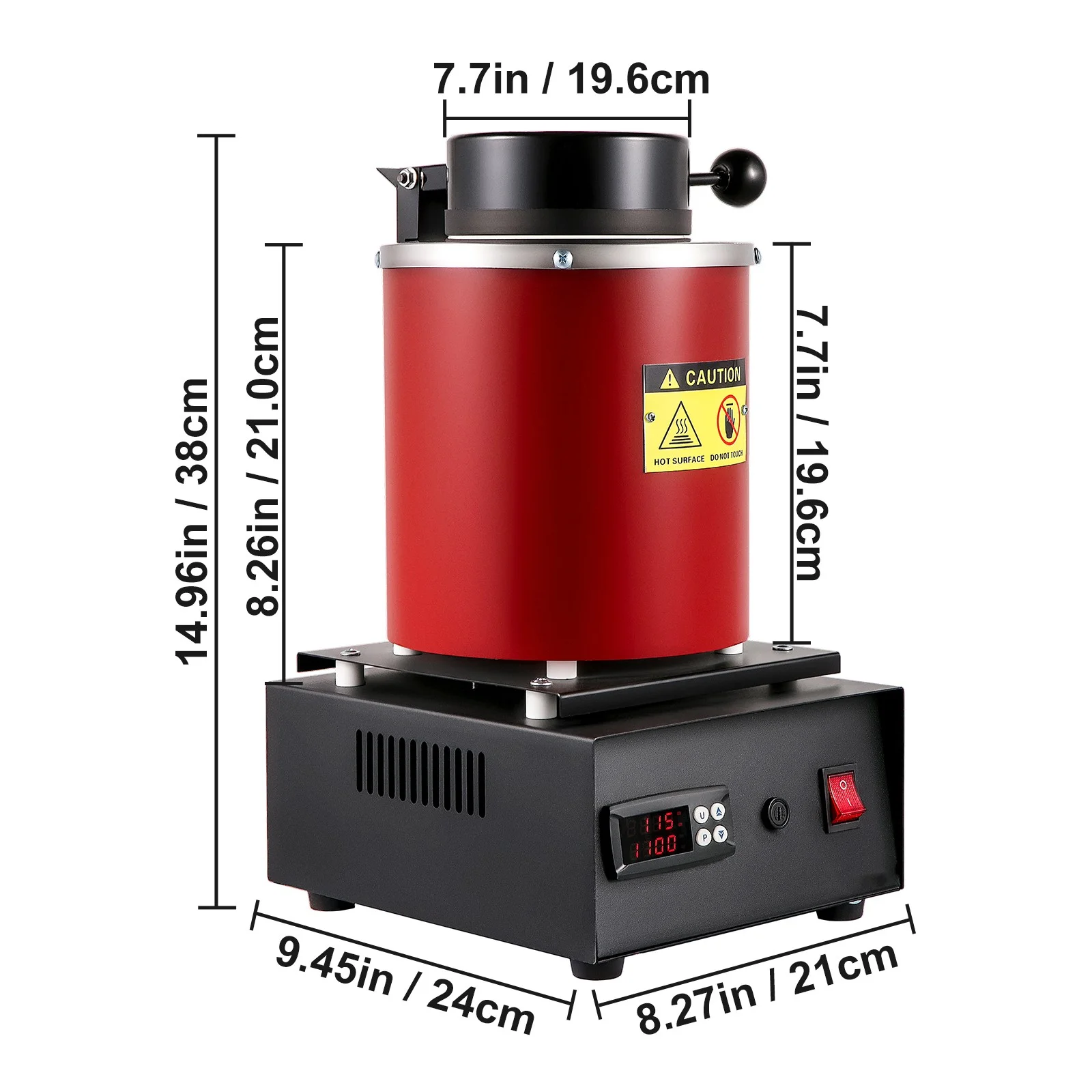 BENTISM Electric Melting Furnace, 3KG Digital Electric Melting Furnace, 1750W 1150℃/2102 ℉ Gold Smelter Furnace W/ Graphite Crucible Casting Refining Jewelry Precious Metals Gold Silver