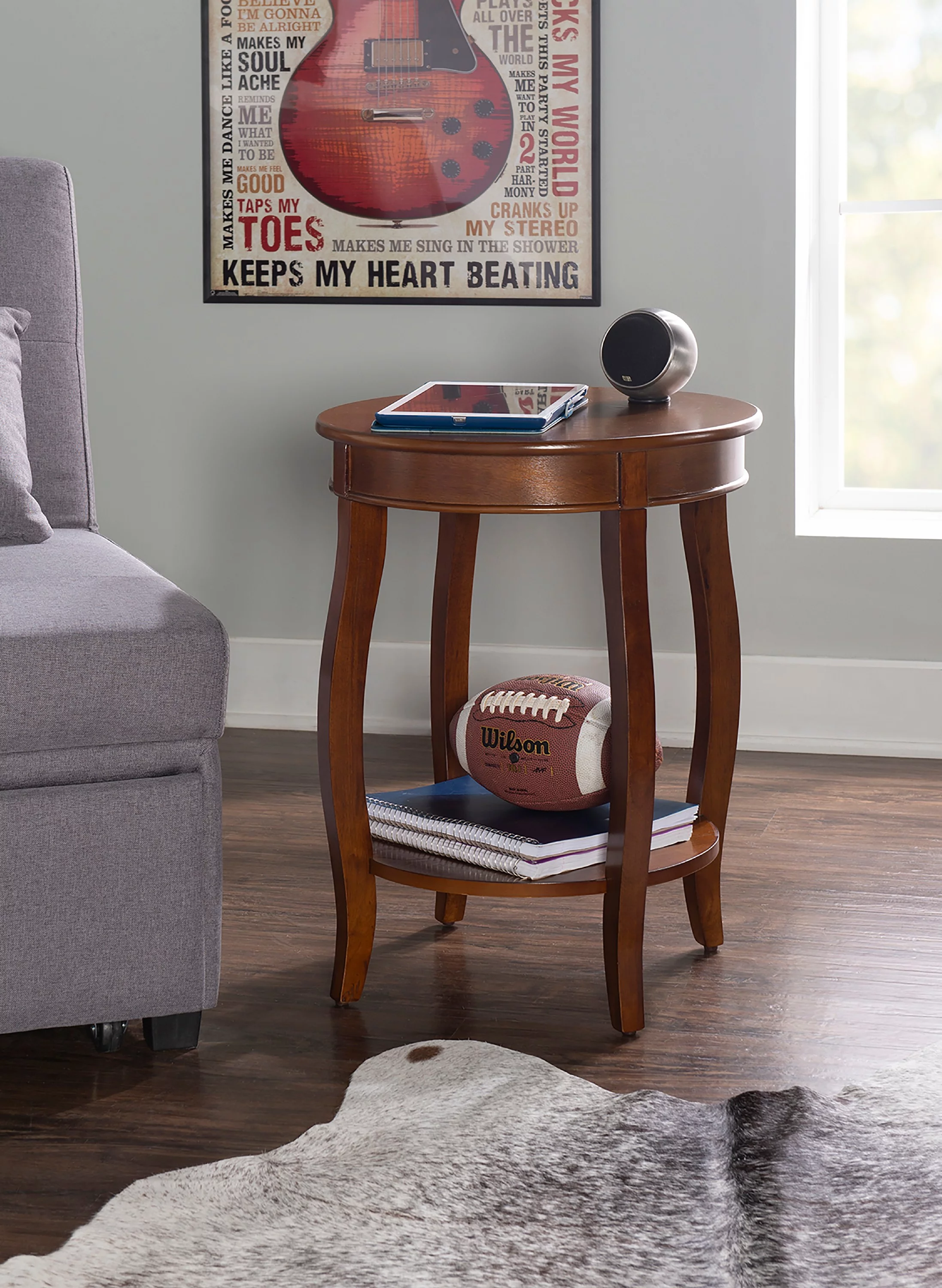 Powell Fiore Round Indoor Accent Side Table with Shelf, 24