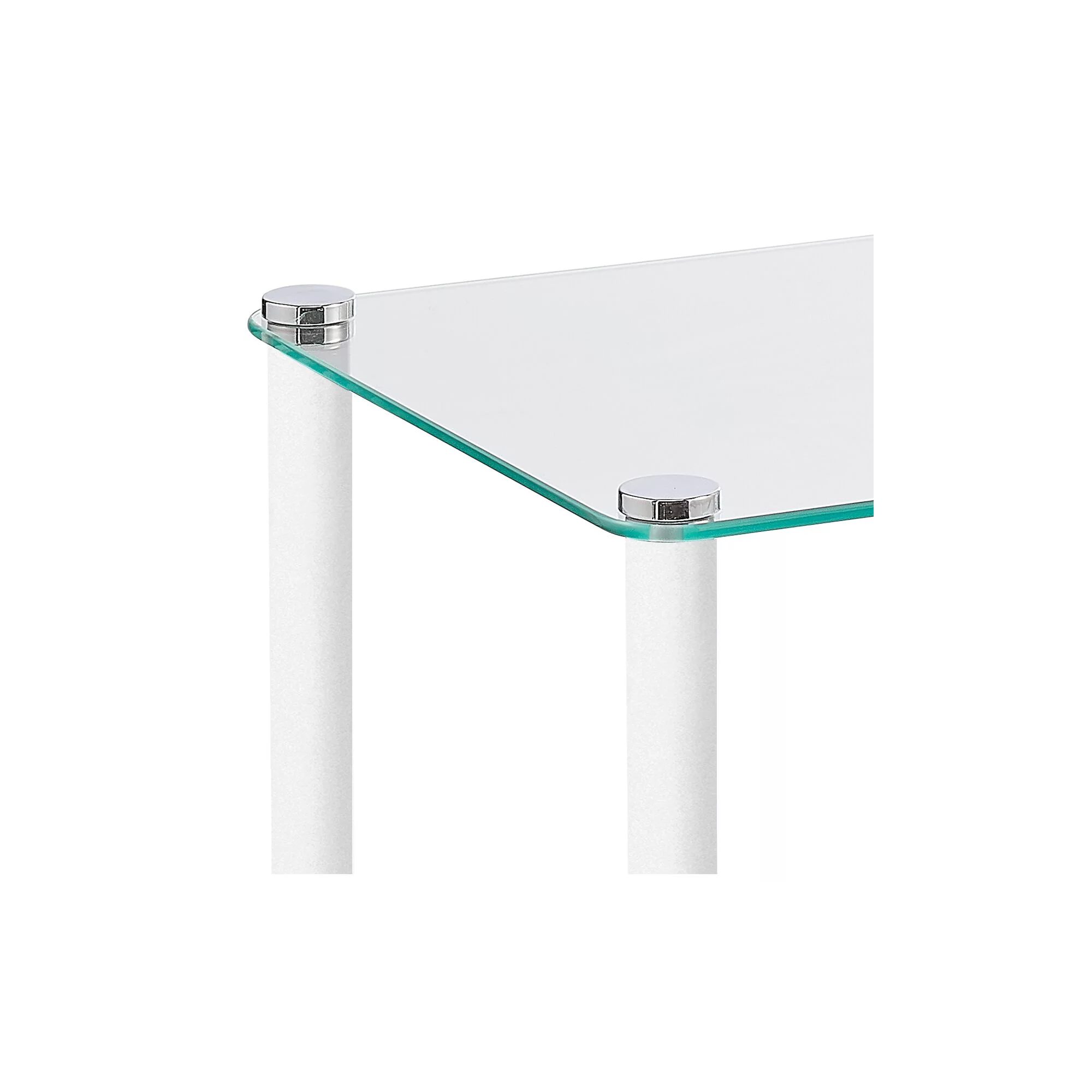 mDesign 4-Tier Glass/Metal Standing Shelf Organizer Display Unit, White/Clear