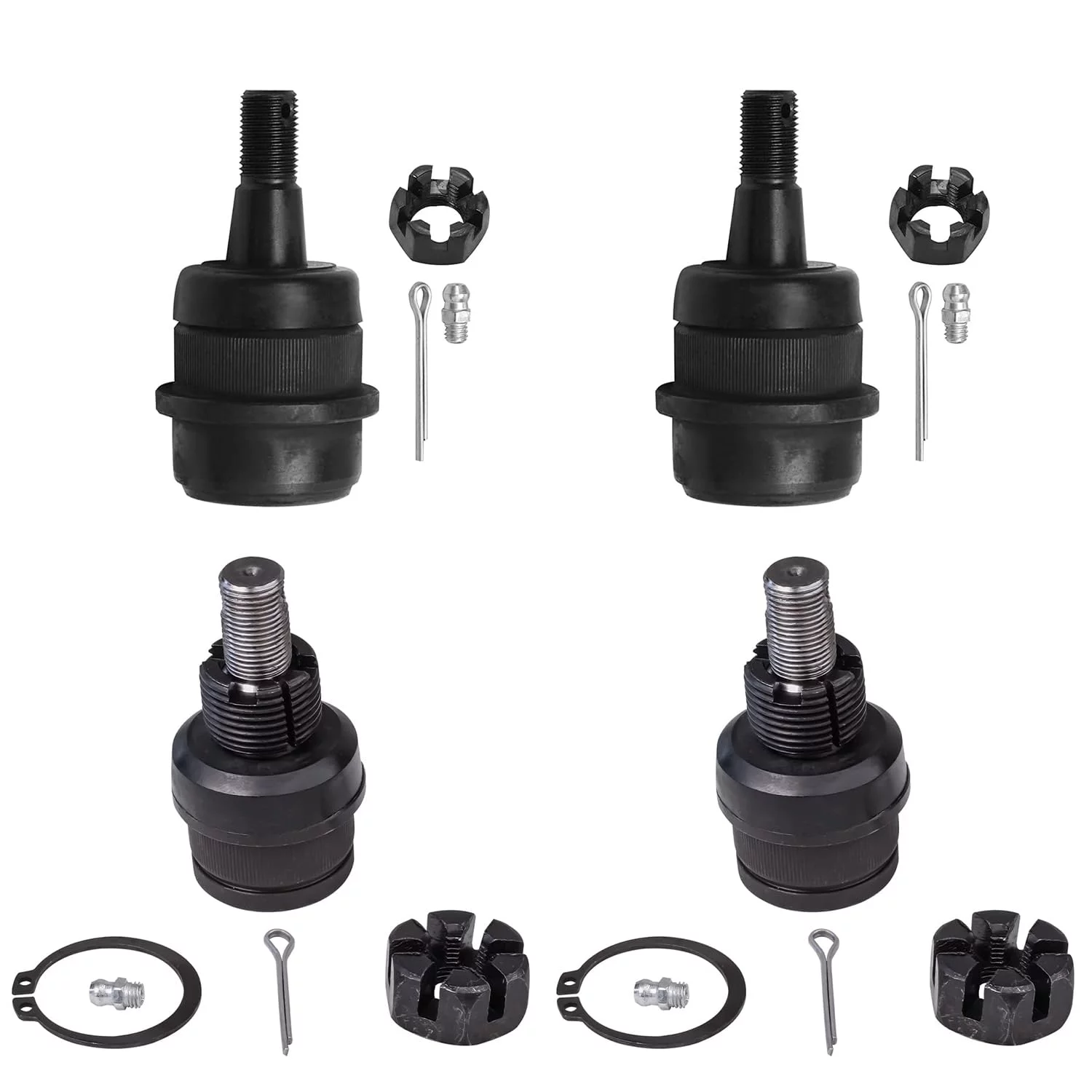 Detroit Axle - 4WD Front Upper Lower Control Arms + Wheel Bearings & Hubs + Outer Tie Rods + Ball Joints + Sway Bars + Track Bar Replacement for 2000-2006 Jeep Wrangler TJ - 17pc Set