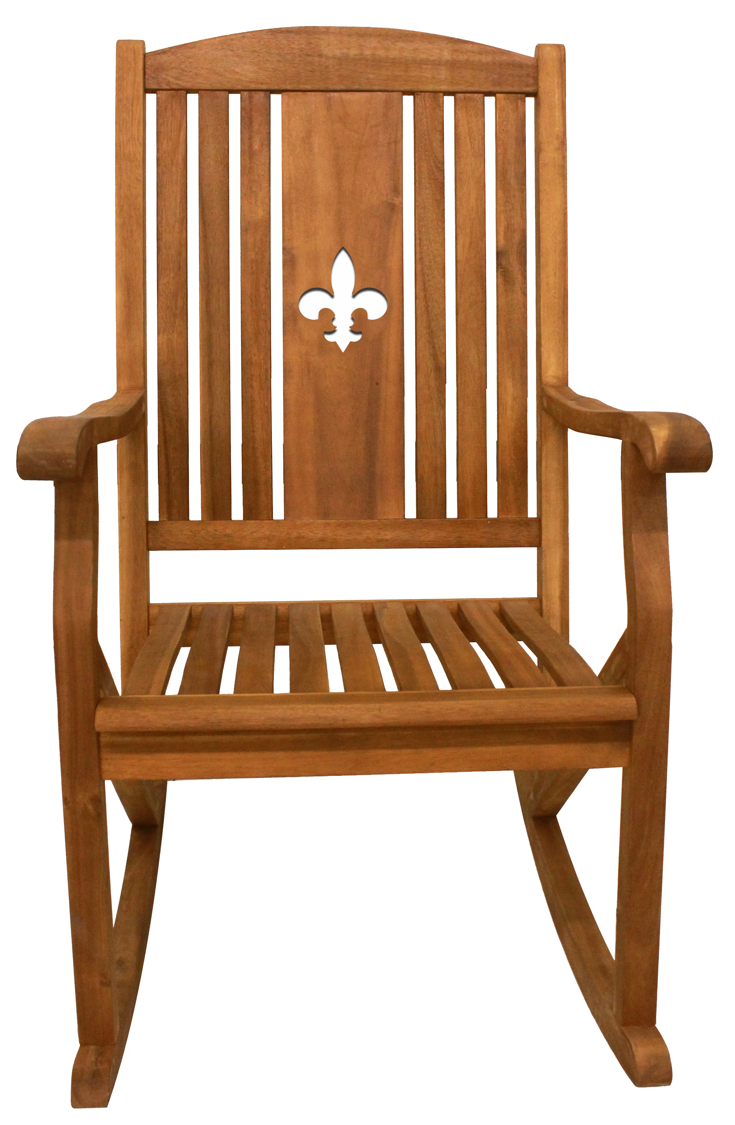 Leigh Country TX 36107 Sequoia Adult Wood Outdoor Rocker with Fleur-De-Lis Cut Out - Brown