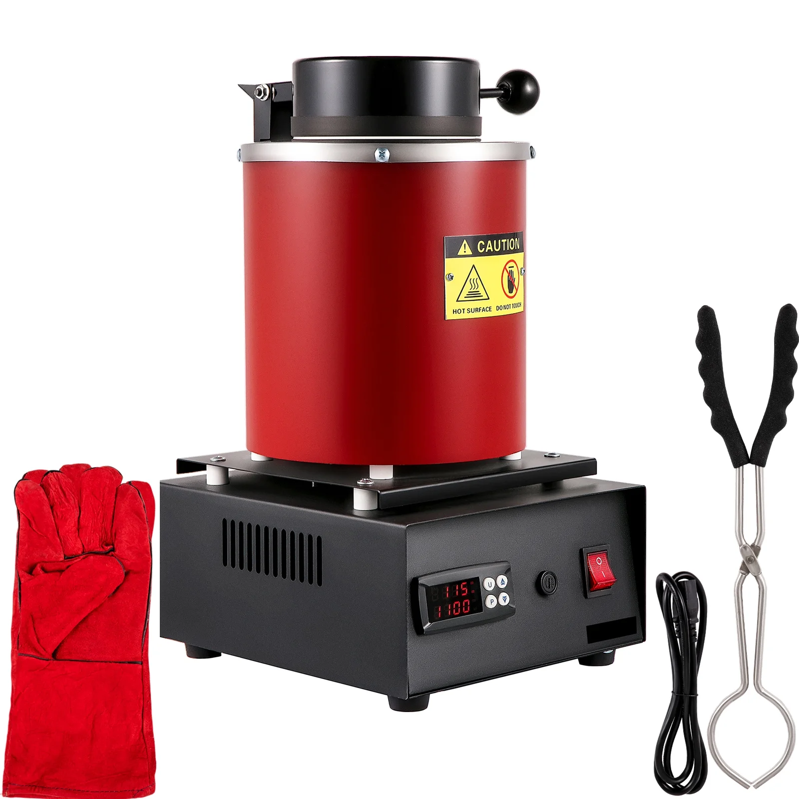 SKYSHALO Electric Melting Furnace, 3kg Digital Electric Melting Furnace, 1750w 1150℃/2102 ℉ Gold Smelter Furnace W/ Graphite Crucible Casting Refining Jewelry